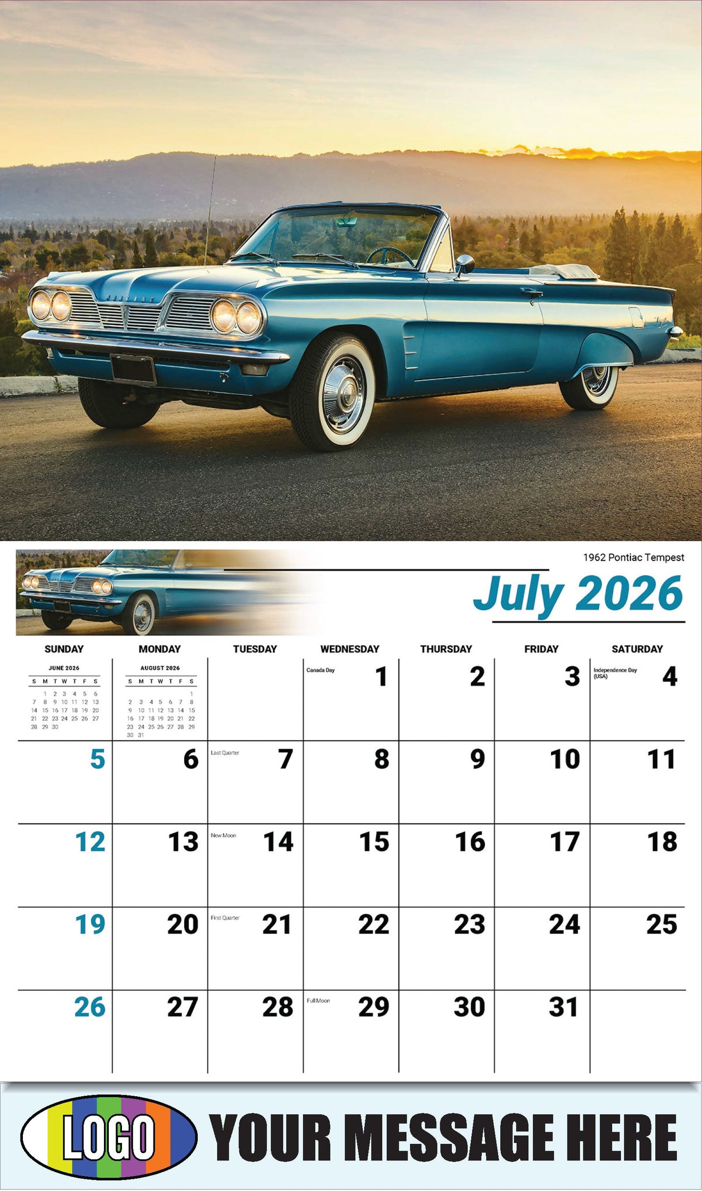 2026 Business Promo Calendar - GM Classics - 1962 Pontiac Tempest - July