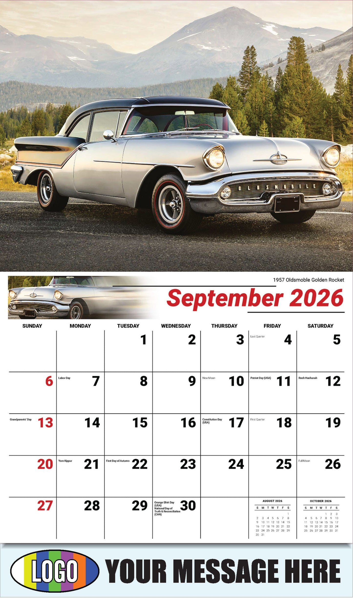 2026 Business Promo Calendar - GM Classics - 1957 Oldsmoble Golden Rocket - September