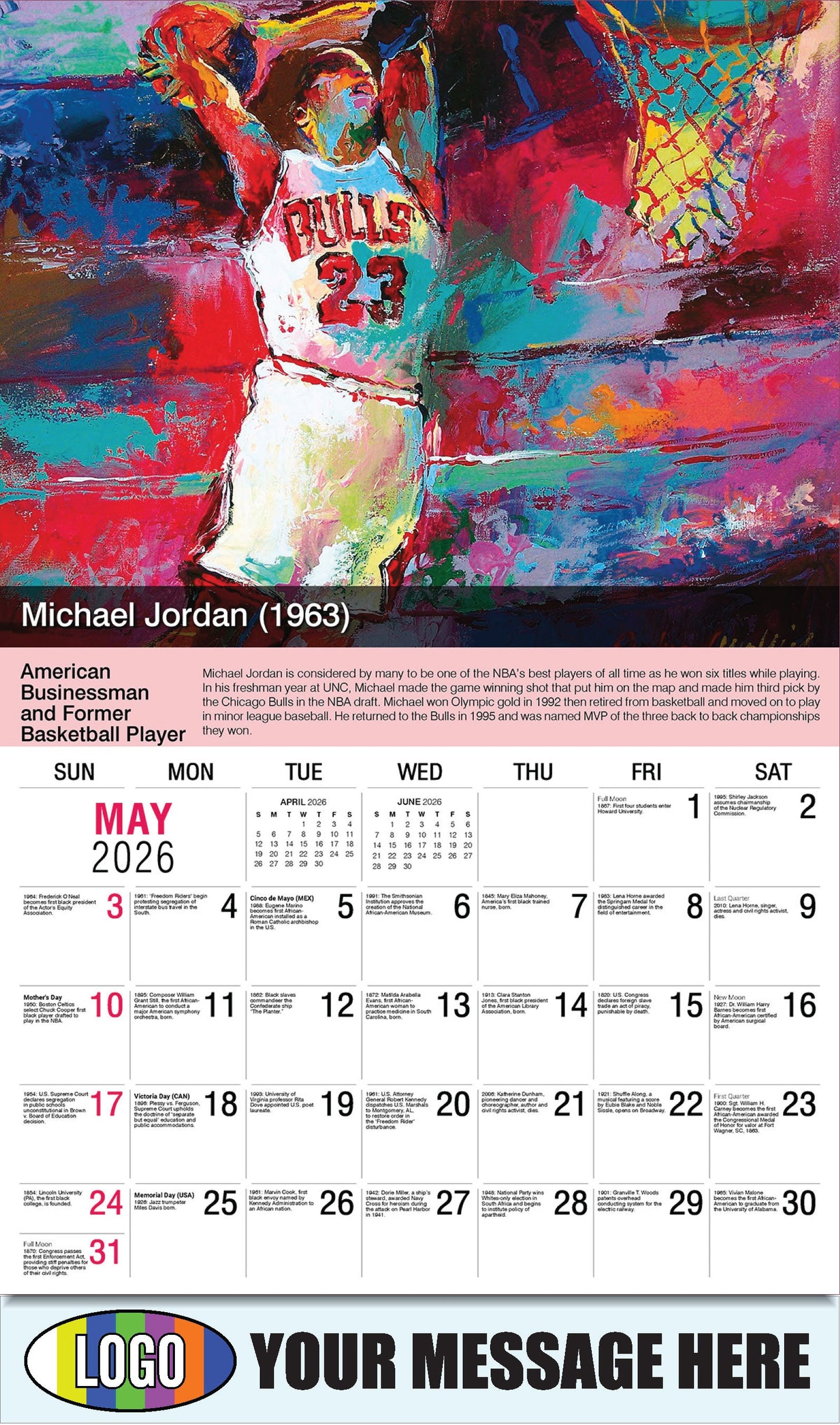 2026 Business Advertising Calendar - Black History - Mike by Richard Wallich - May
