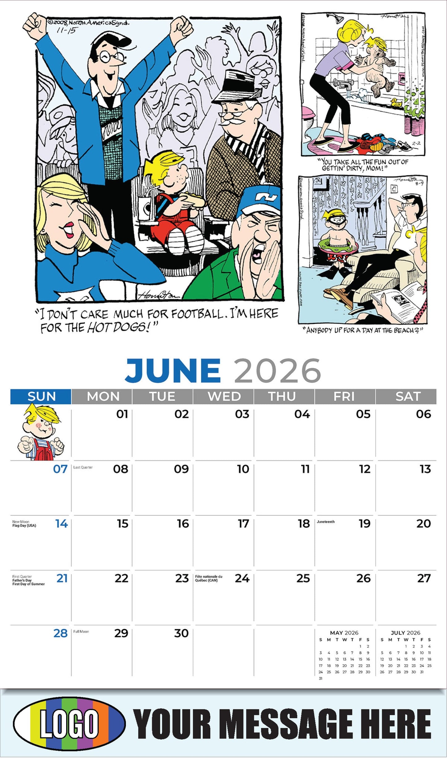 2026 Business Advertising Calendar - June - Dennis the Menace - ComicArt