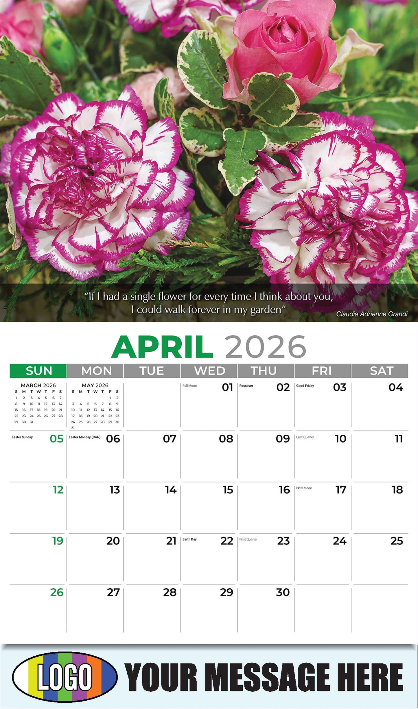 2026 Business Advertising Calendar - Flowers and Gardens - April