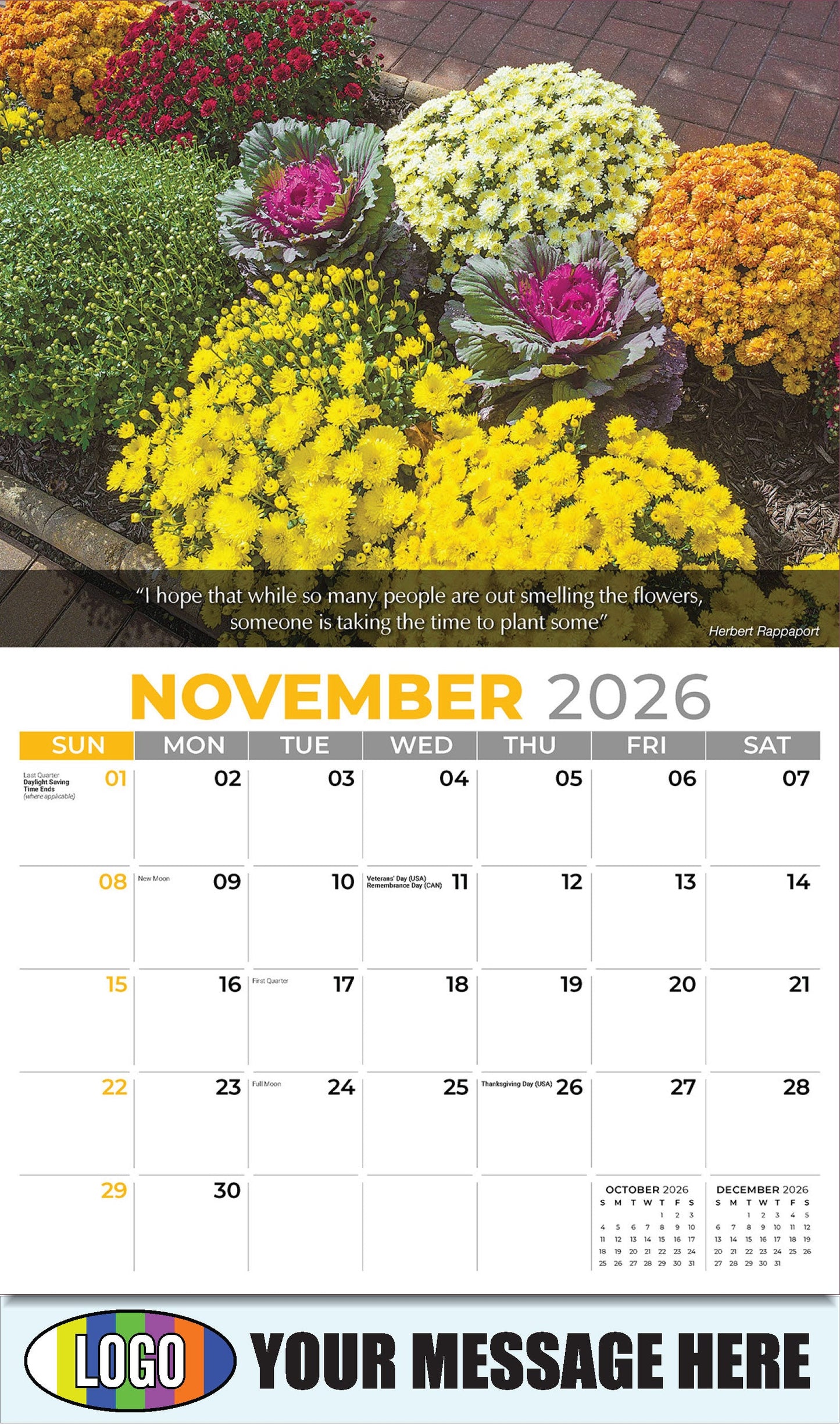 2026 Business Promotion Calendar - Flowers and Gardens - November