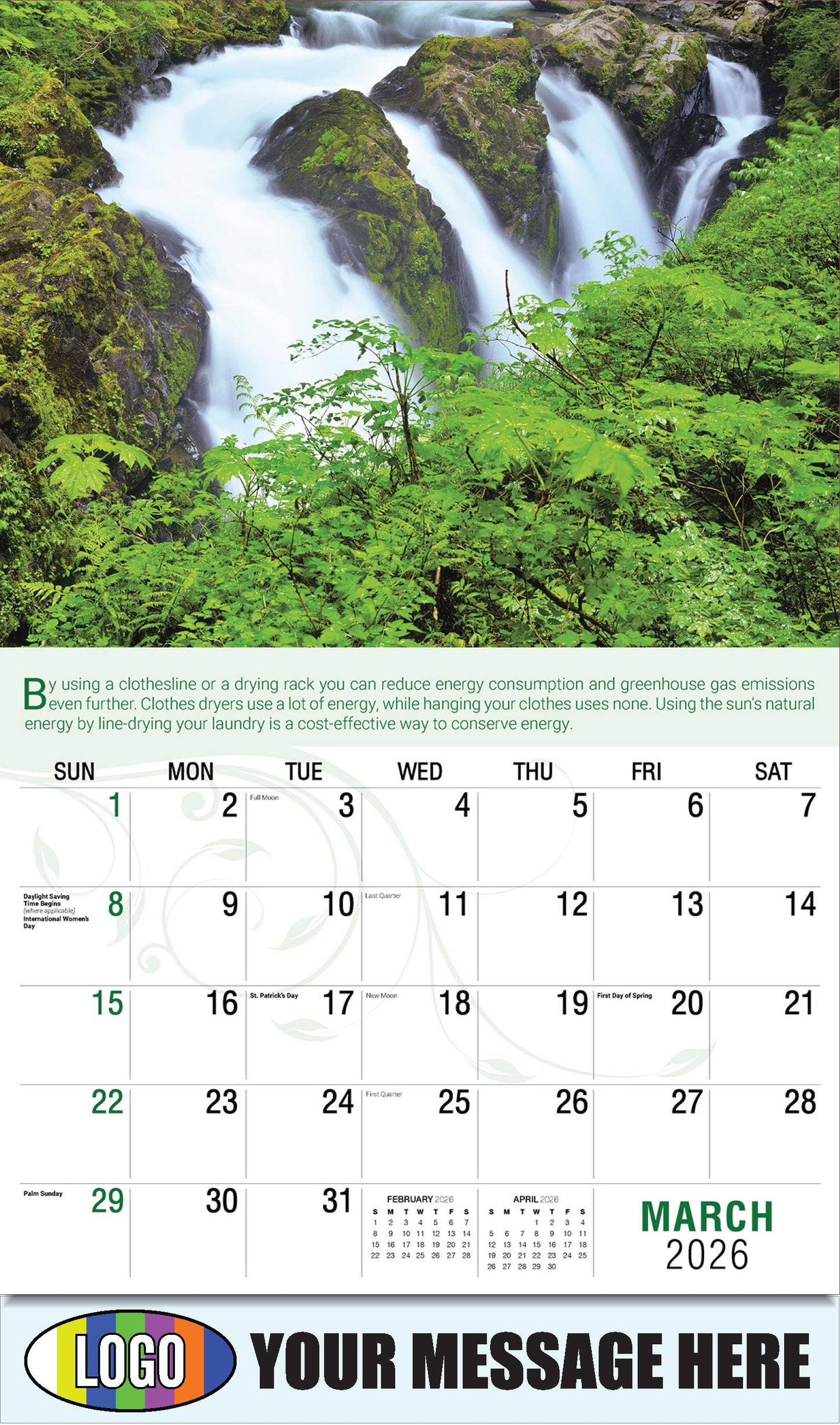 2026 Business Promotional Calendar - Go Green - March