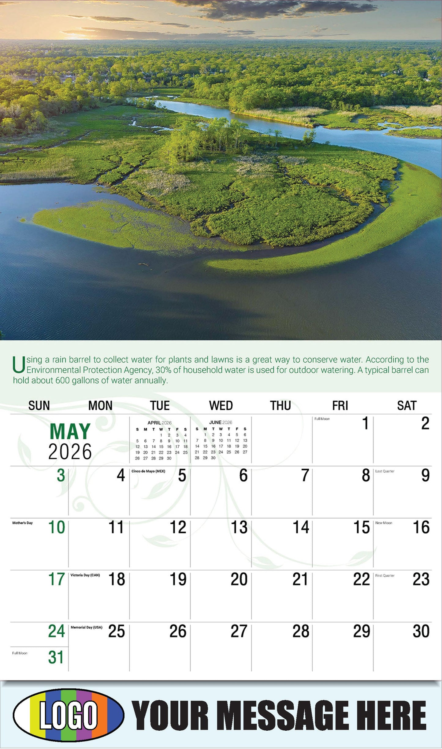 2026 Business Advertising Calendar - Go Green - May