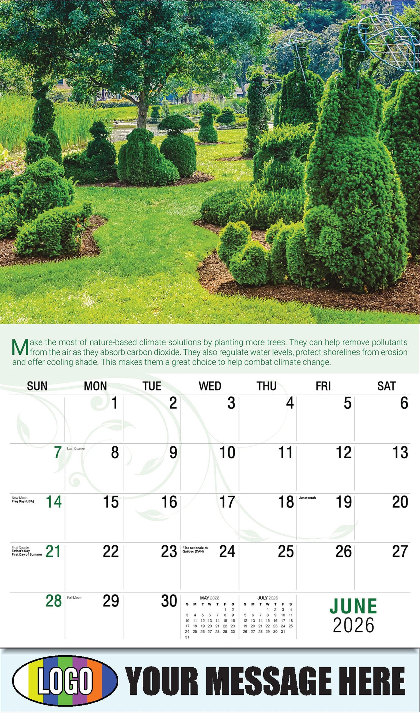 2026 Business Advertising Calendar - Go Green - June