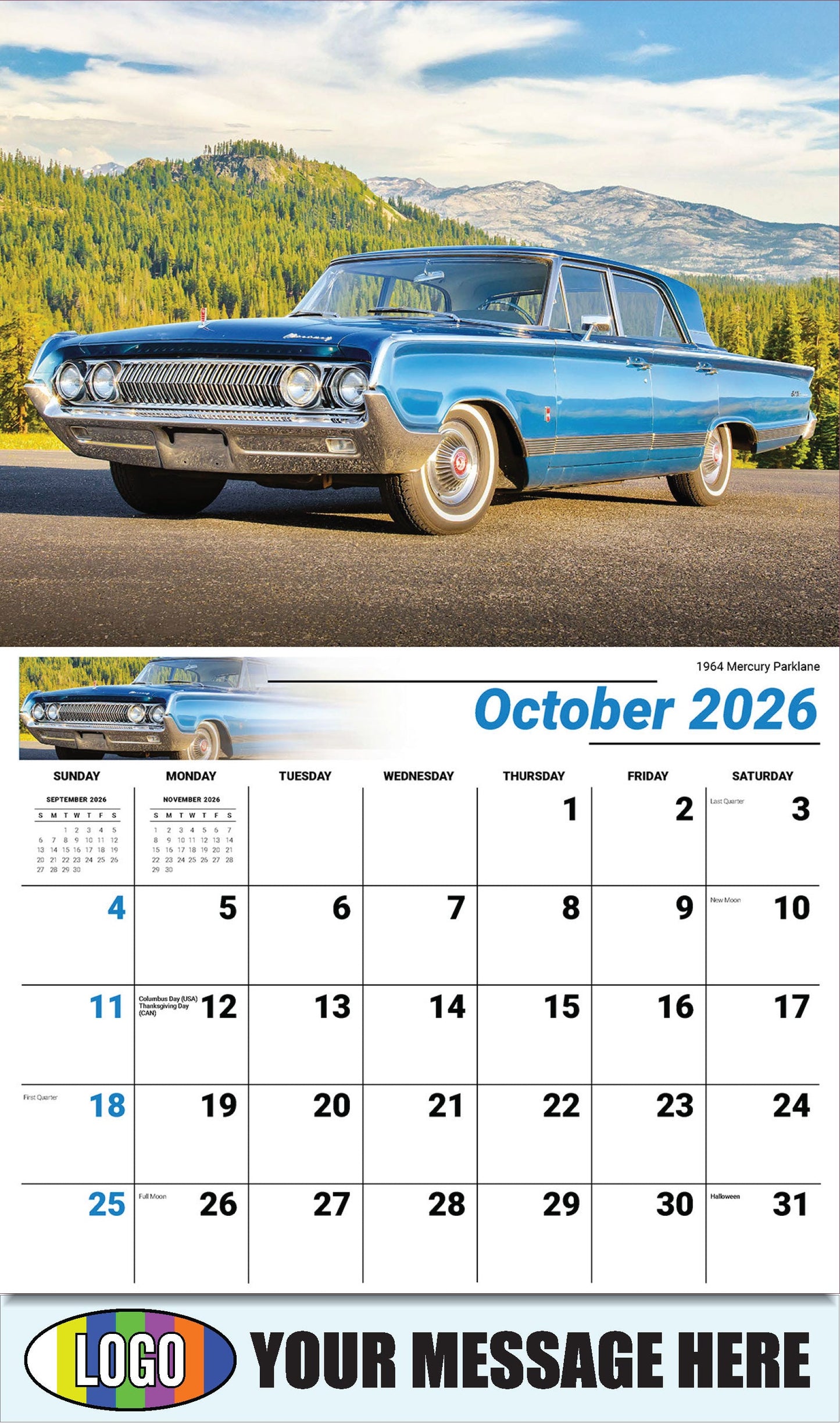 2026 Business Promotion Calendar - Henry's Heritage FORD Cars - 1964 Mercury Parklane - October