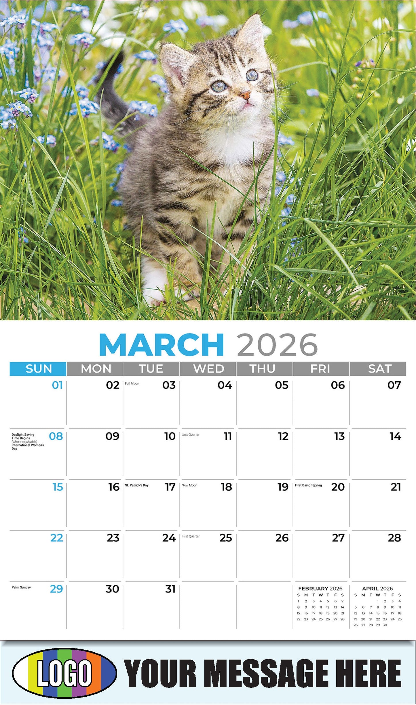 2026 Business Promotional Calendar - Kittens - March