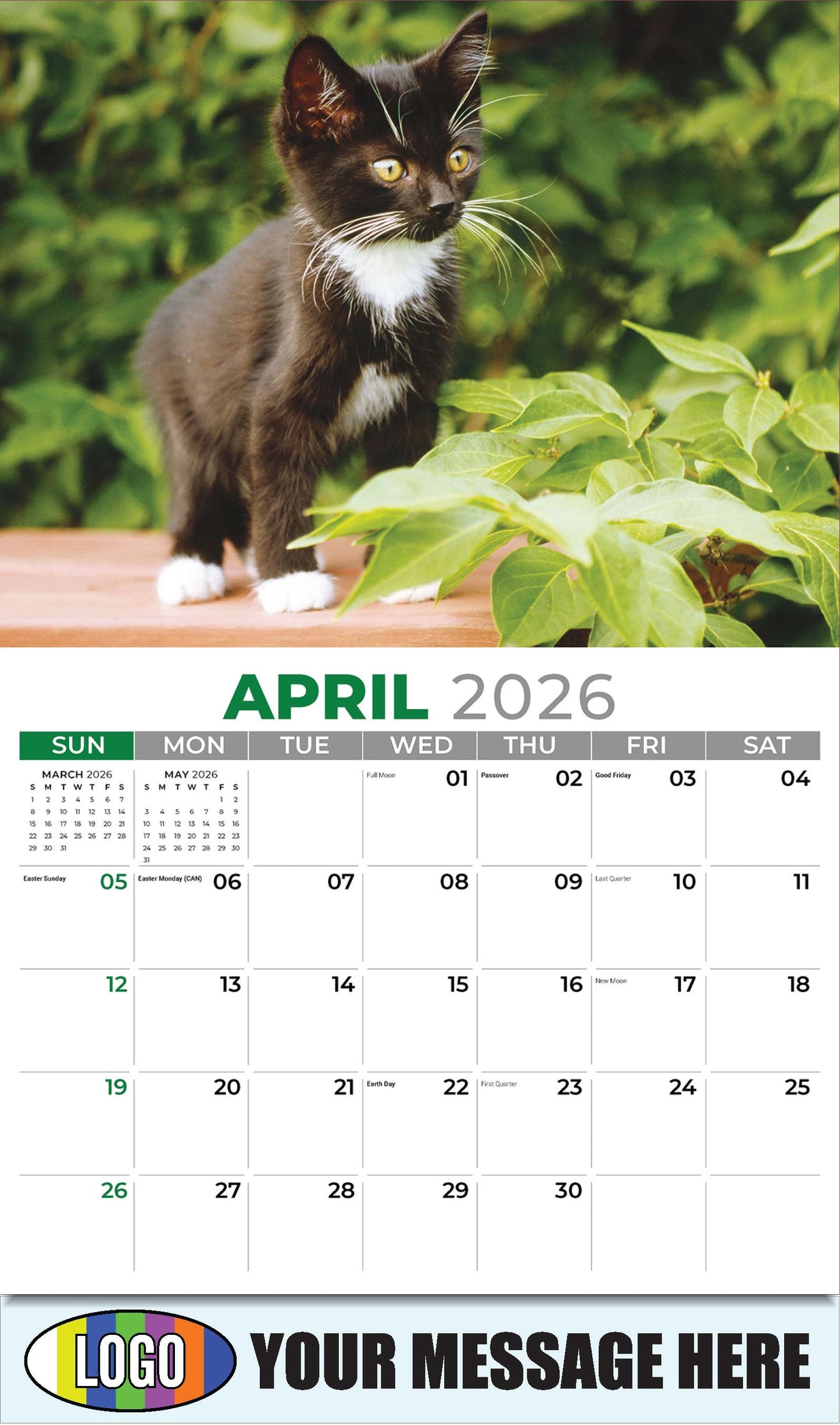 2026 Business Advertising Calendar - Kittens - April