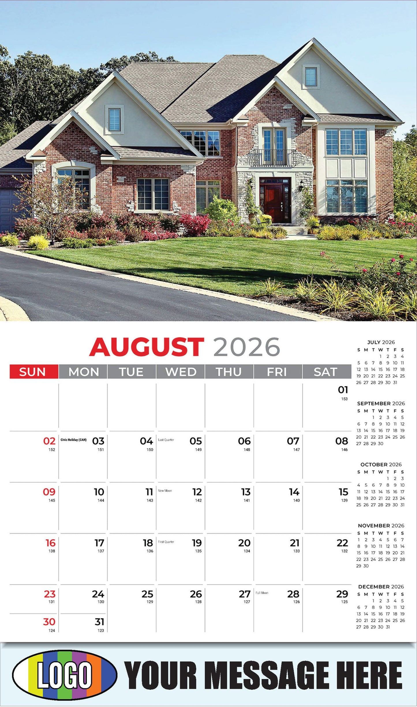 2026 Business Promo Calendar - Luxury Homes - August