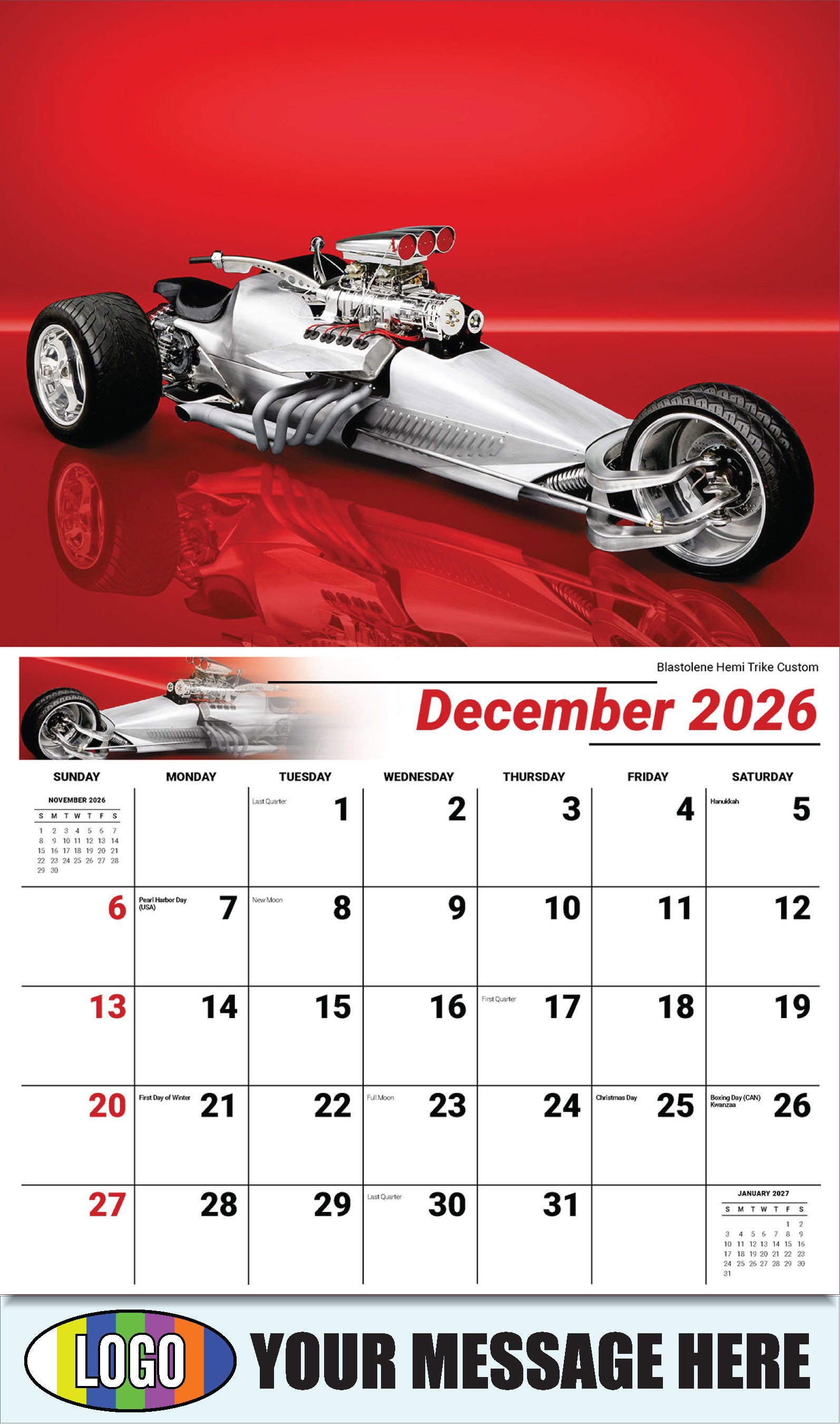 2026 Business Promotion Calendar - Motorcycle Mania - Blastolene Hemi Trike  - December