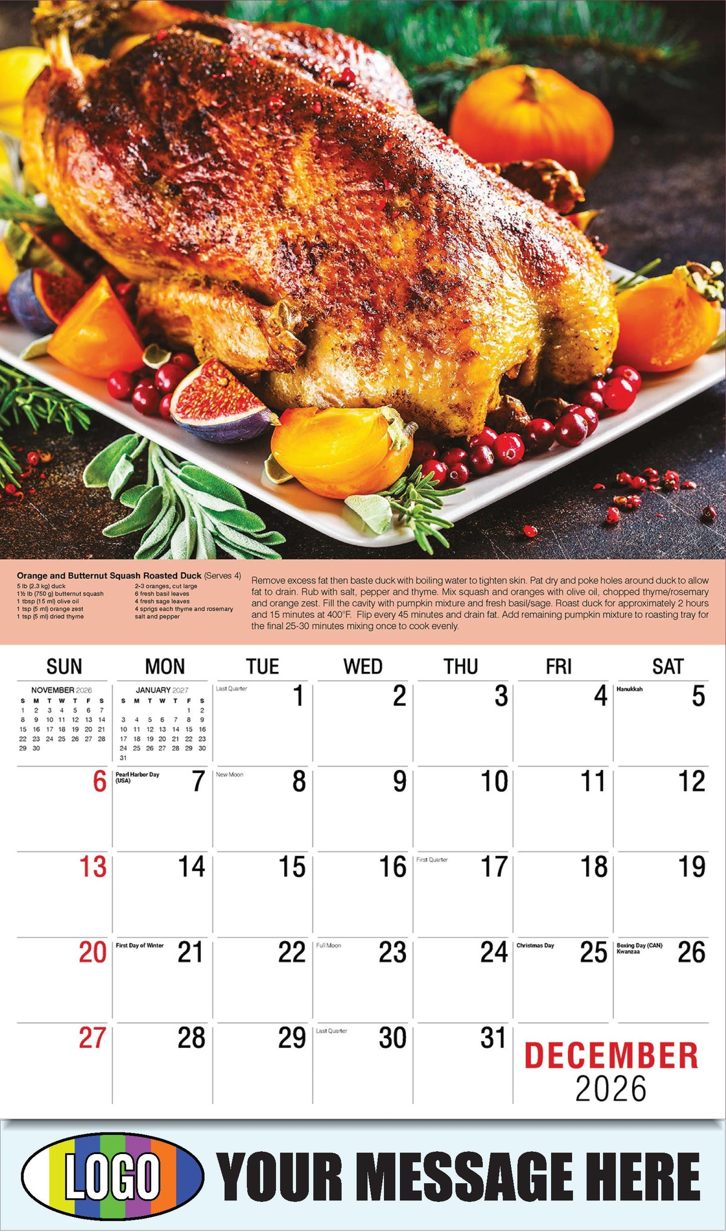 Orange and Butternut Squash Roasted Duck - Recipe - 2026 Business Promotion Calendar - December