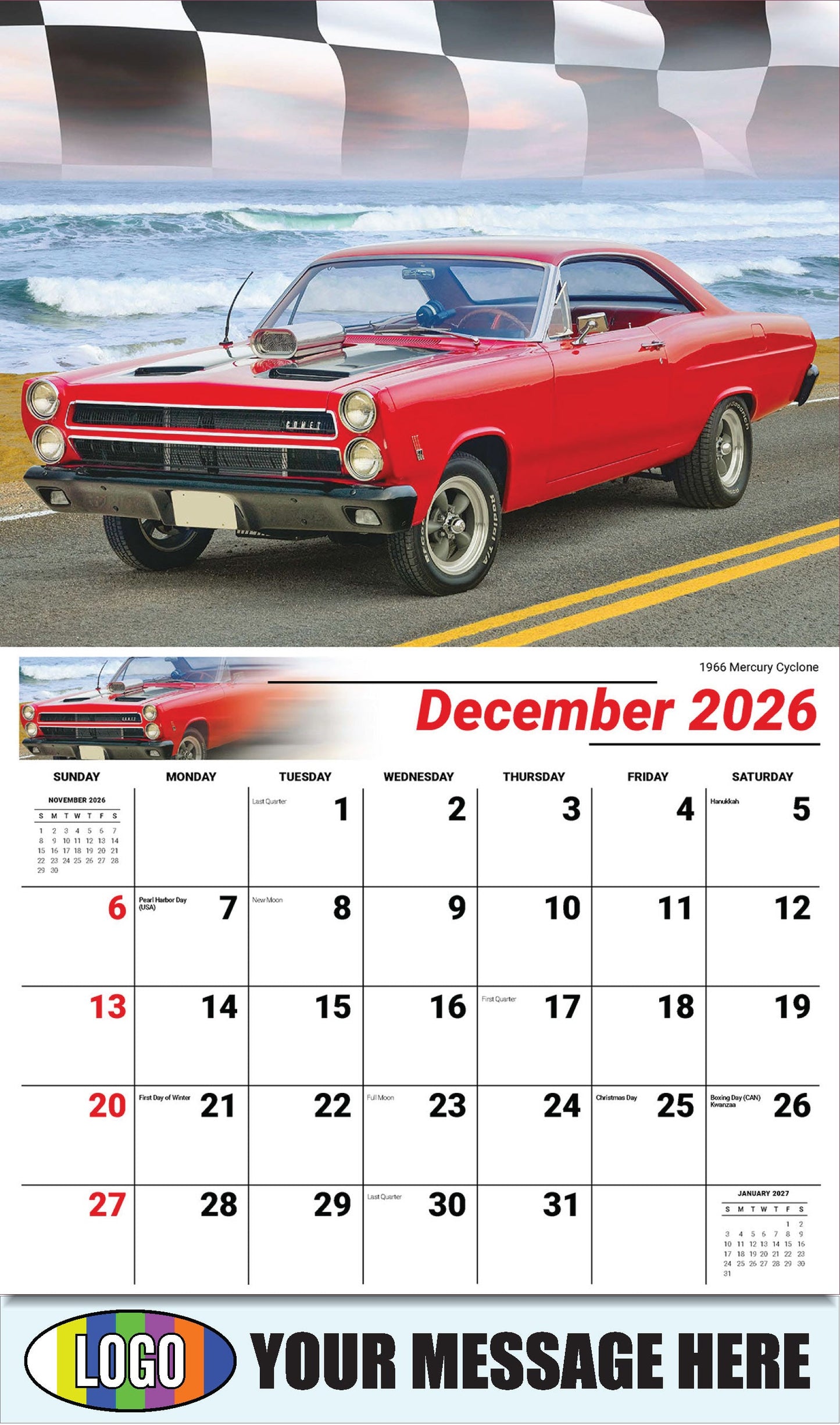 2026 Business Promotion Calendar - Road Warriors - 1966 Mercury Cyclone - December