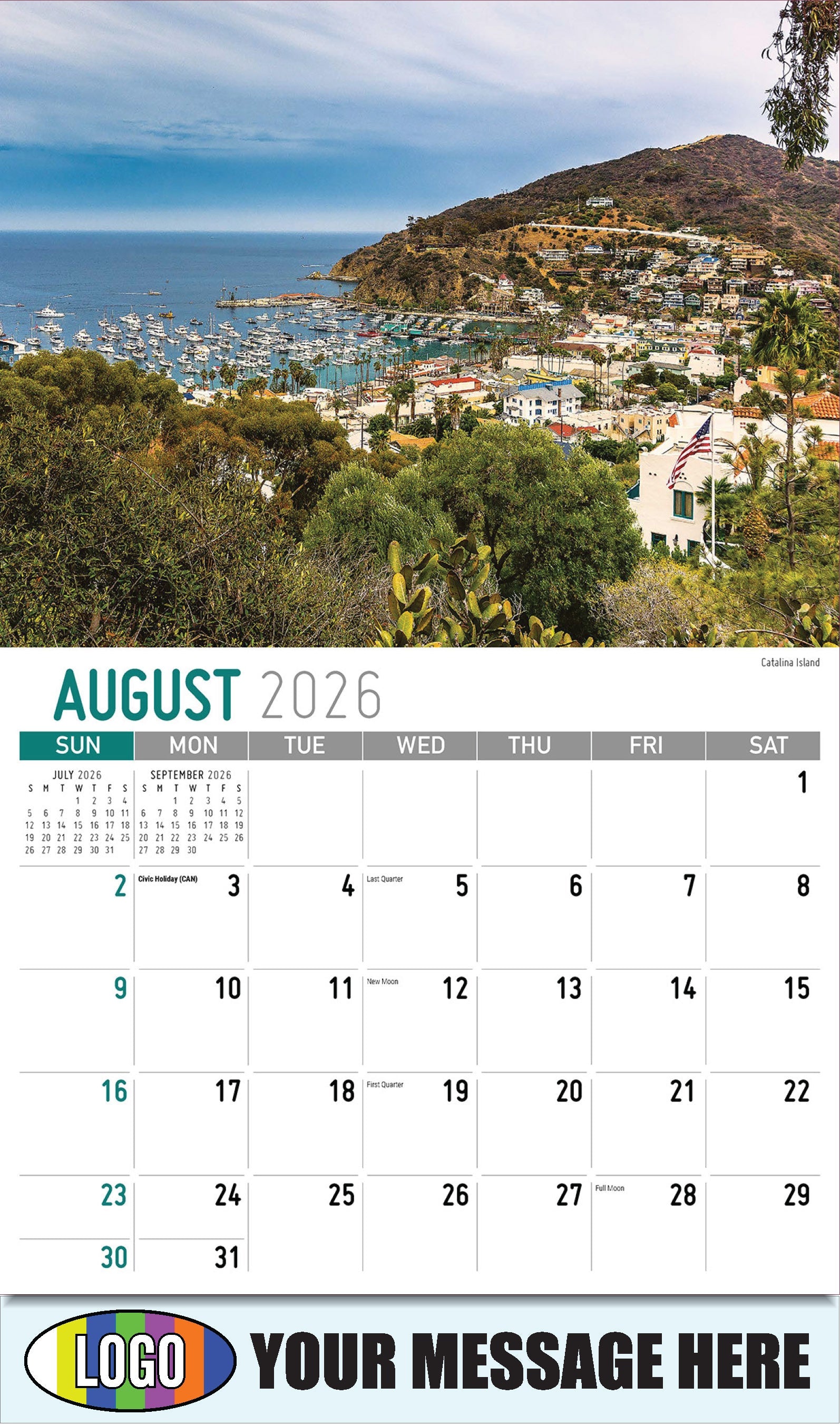 2026 Business Promo Calendar - Scenes of California - Catalina Island - August