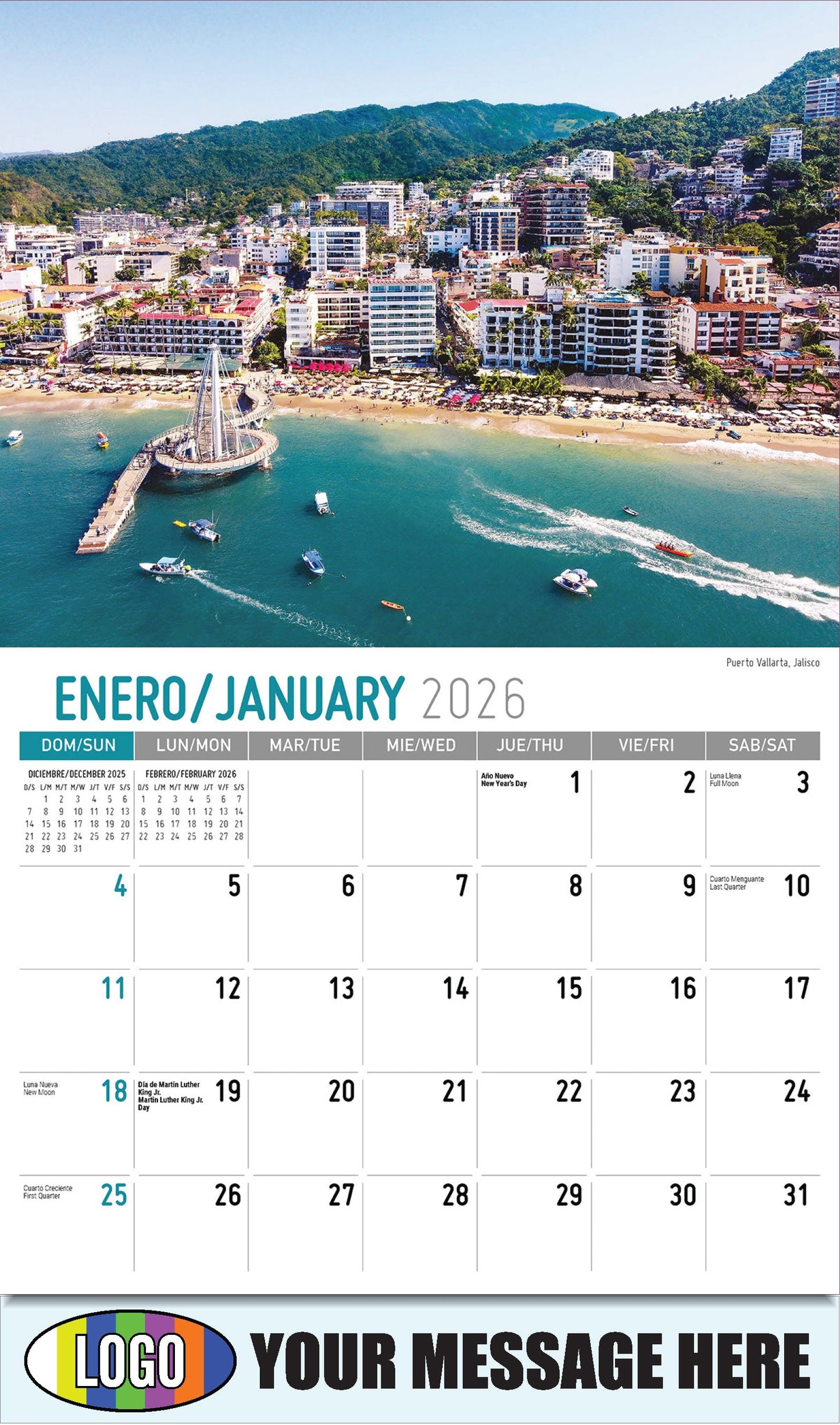 2026 Business Promotional Calendar - Scenes of Mexico - Puerto Vallarta, Jalisco - January