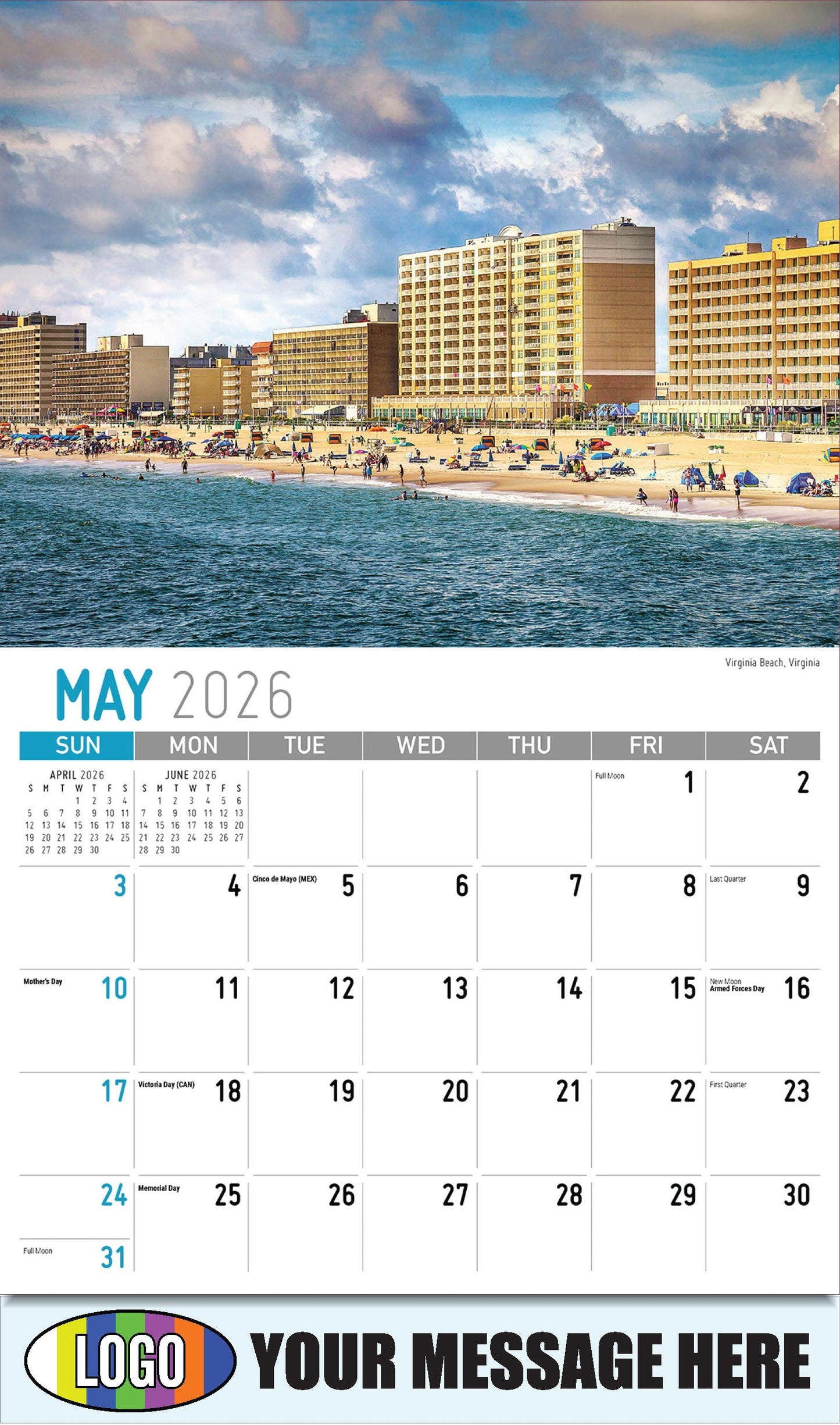2026 Business Advertising Calendar - Scenes of Southeast USA -
Virginia Beach, Virginia - May