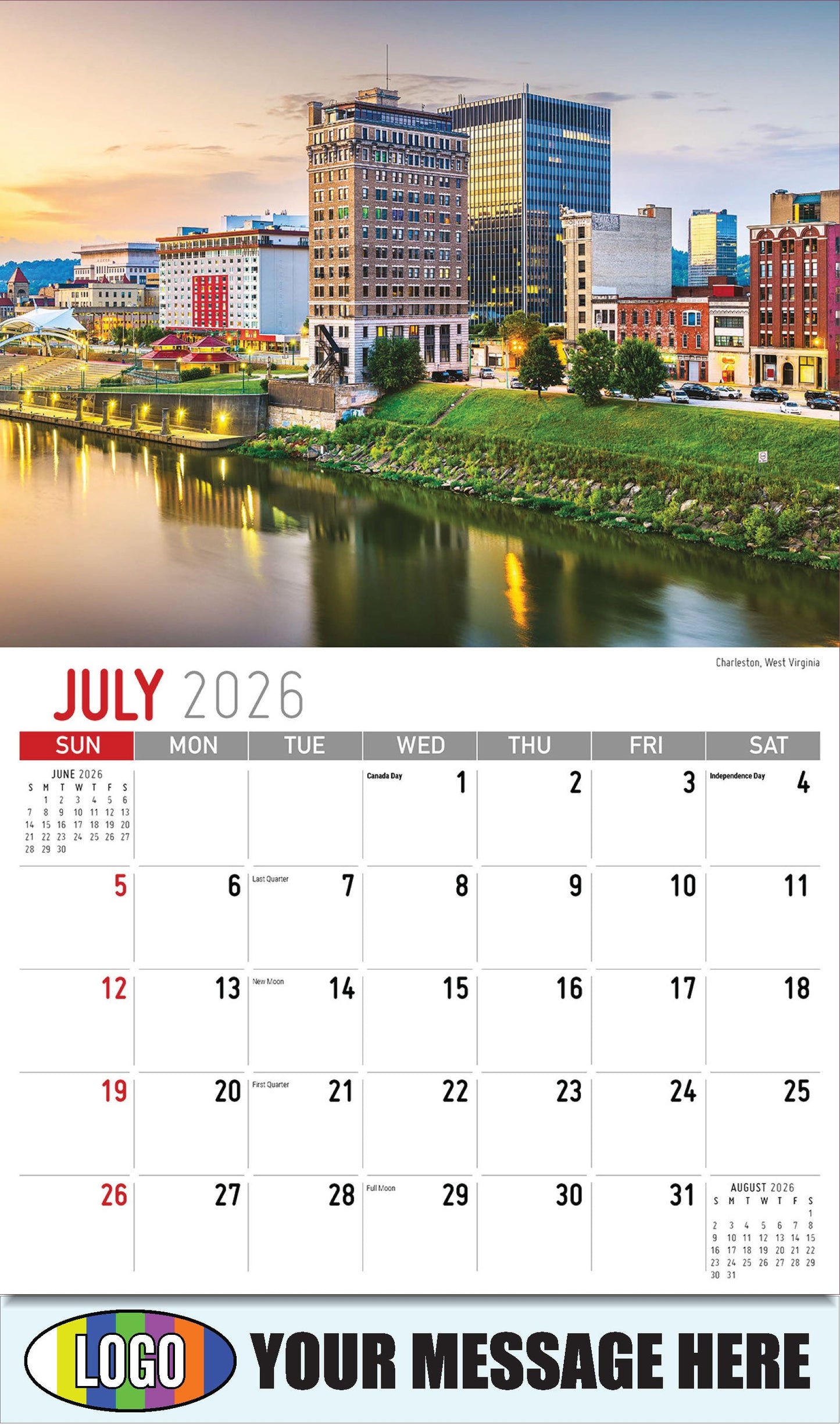 2026 Business Promo Calendar - Scenes of Southeast USA - Charleston, West Virginia - July