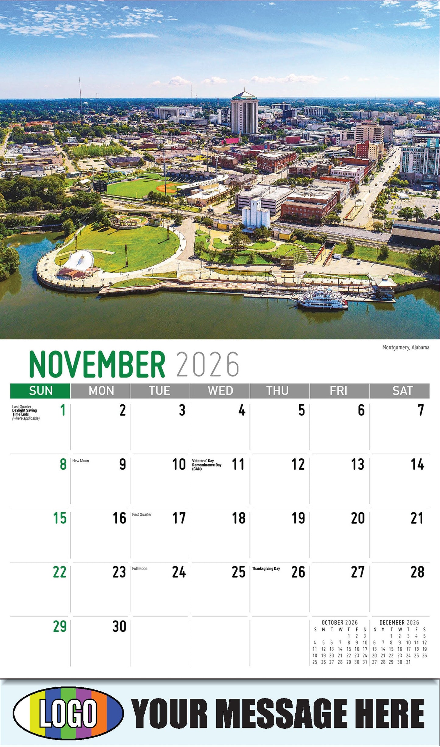 2026 Business Promotion Calendar - Scenes of Southeast USA - Montgomery, Alabama - November