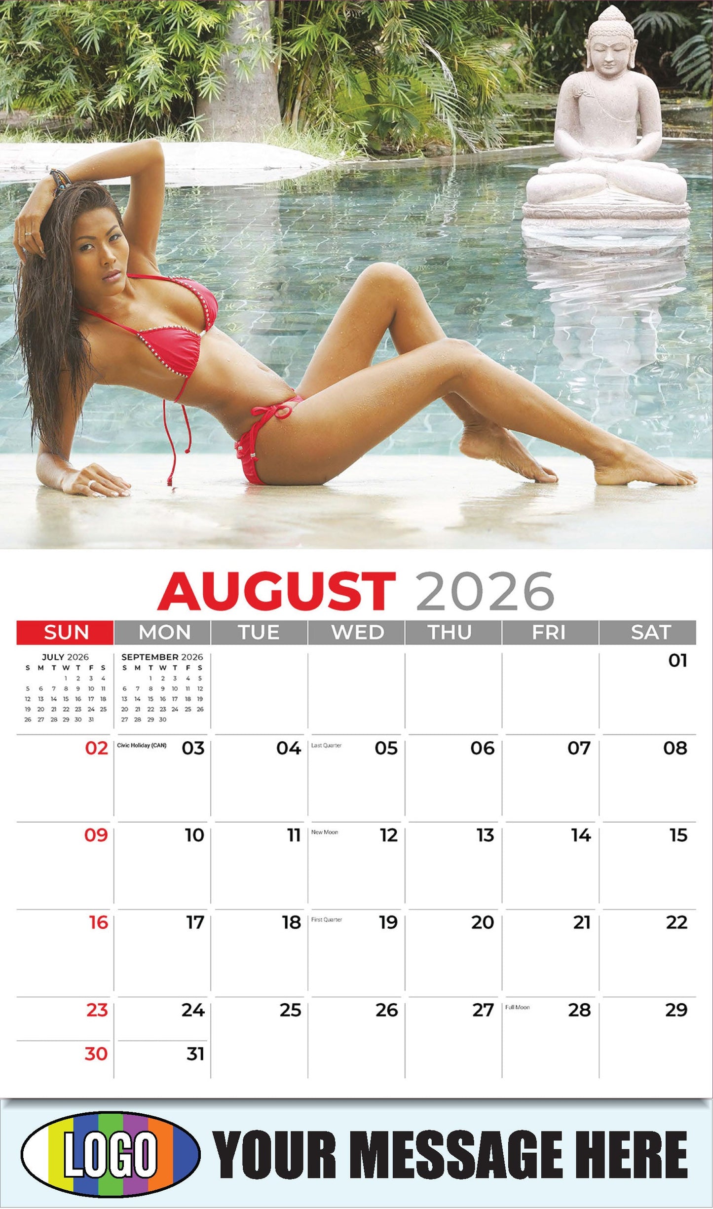 2026 Business Promo Calendar - Swimsuits - August