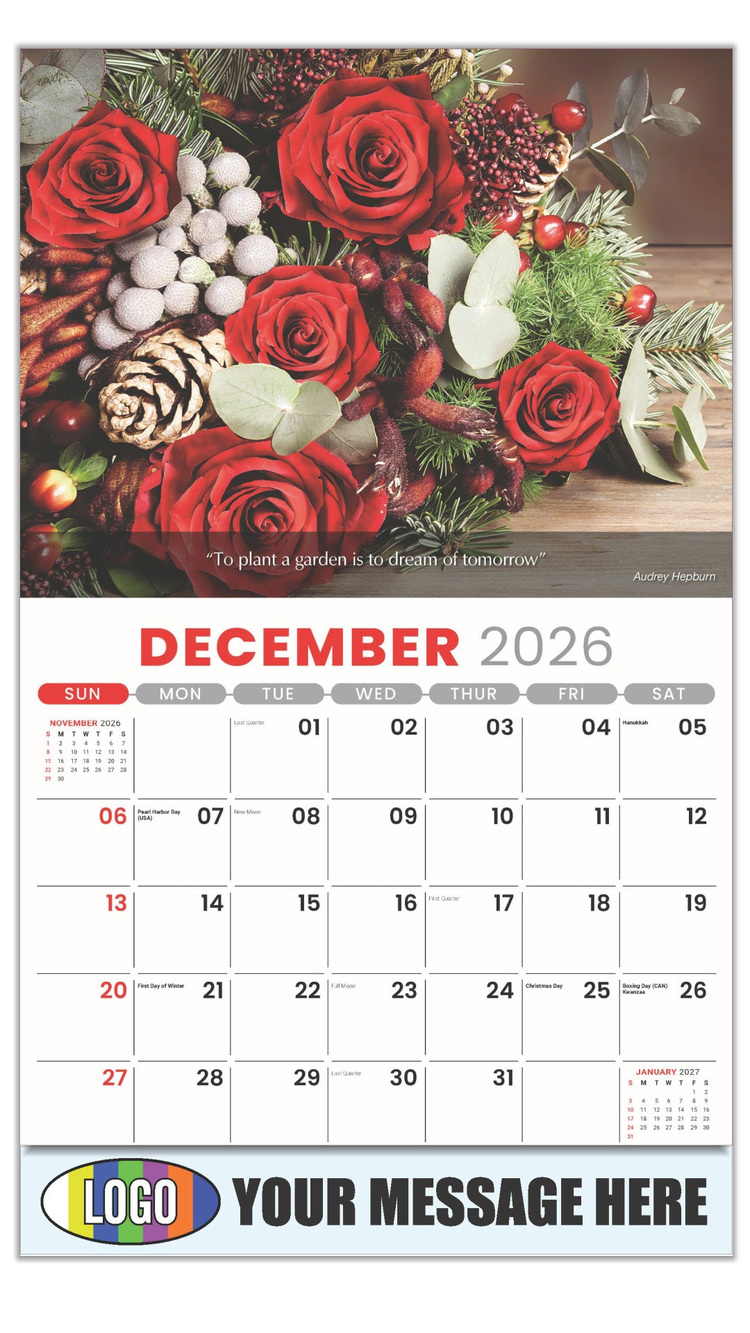 2027 Business Promotional Calendar - Flowers and Gardens - December_a