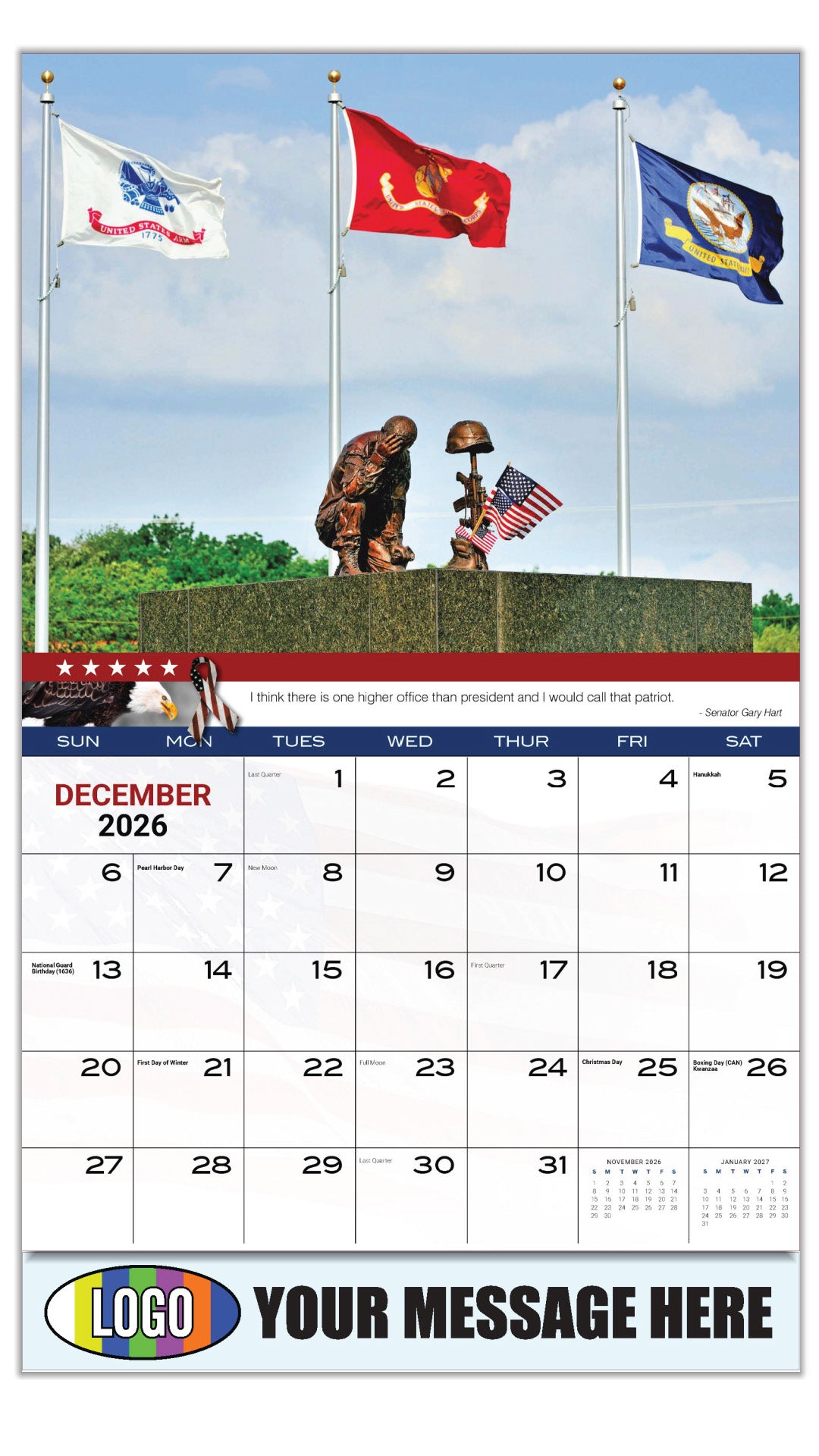 2027 Business Promotional Calendar - Home of the Brave - December_a