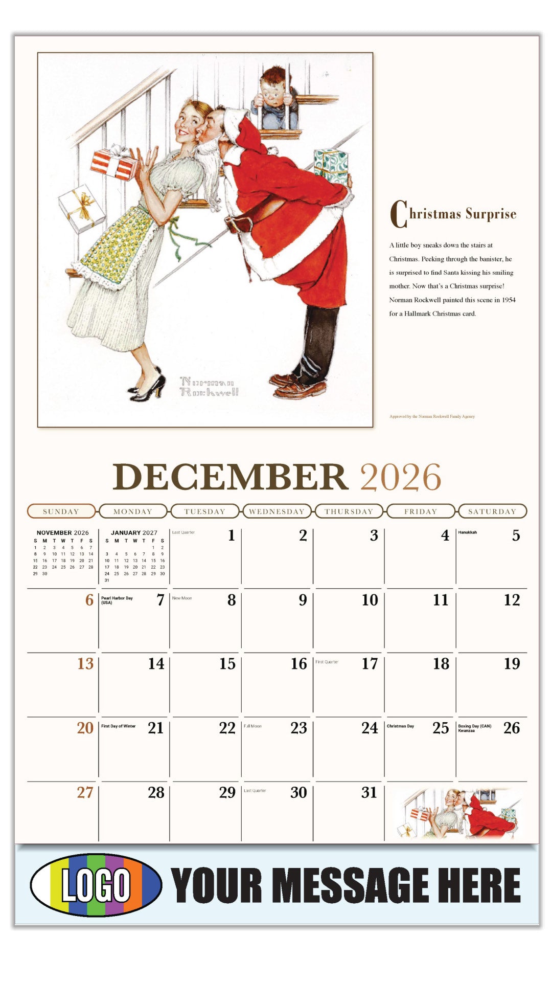 2027 Business Promotional Calendar - Memorable Images by Norman Rockwell - Christmas Surprise - December_a