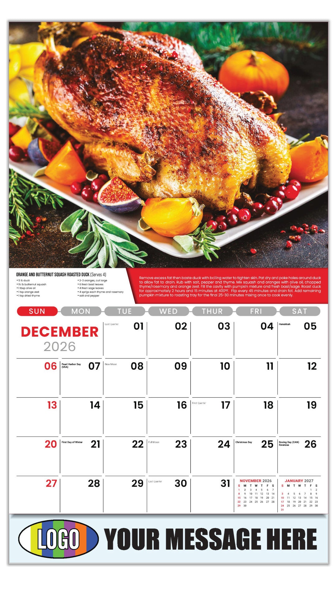 Orange and Butternut Squash Roasted Duck - Recipe - 2027 Business Promotional Calendar - December_a