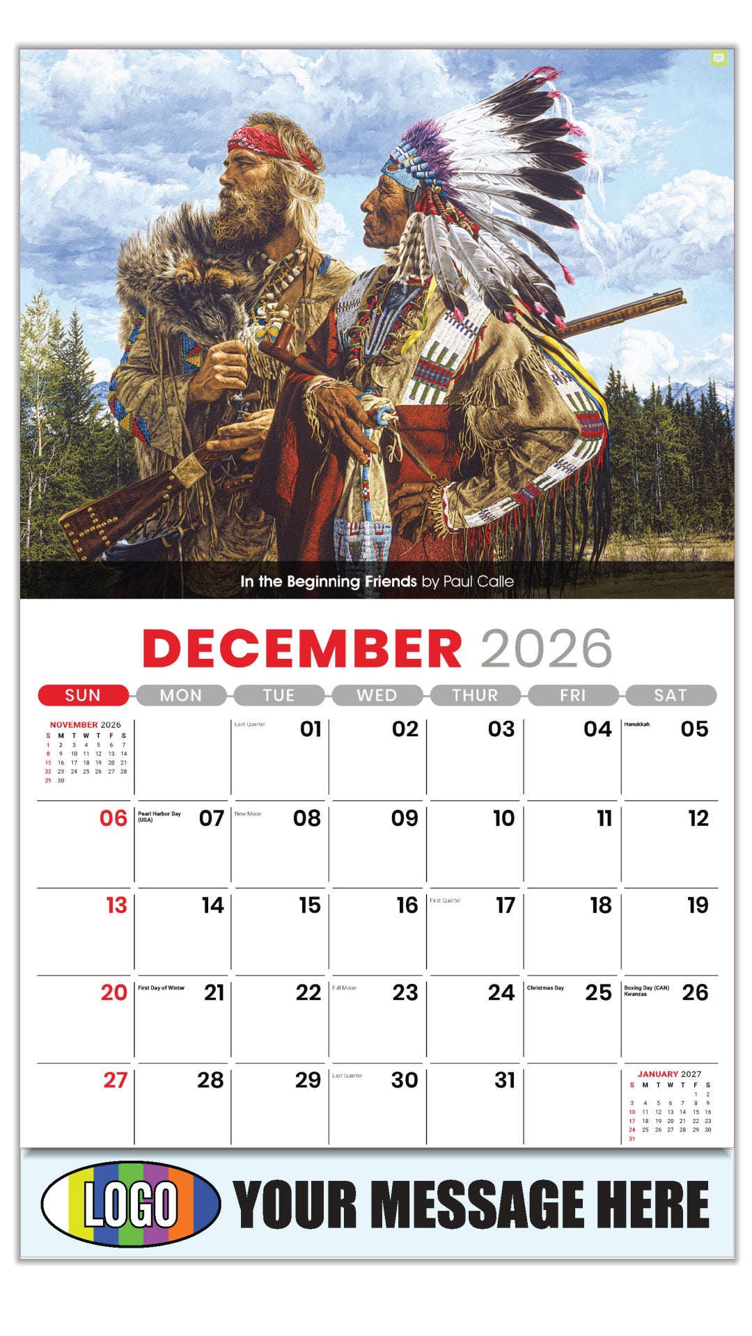 2027 Business Promotional Calendar - Spirit of the West - December_a - In the Beginning Friends by Paul Calle