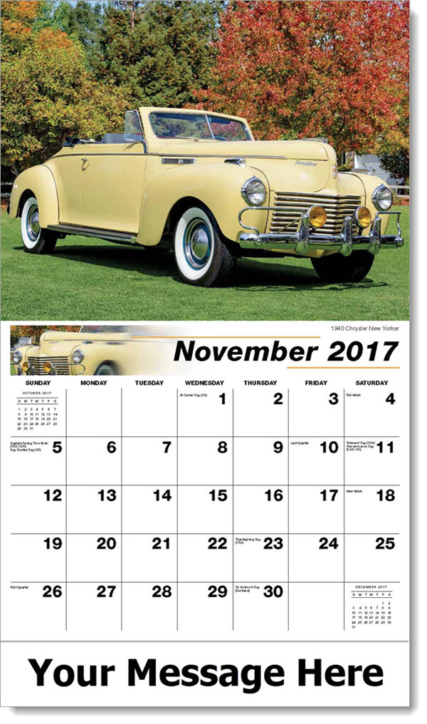 Classic Cars Calendar | Auto Calendar | Vintage Cars | Promo Calendars