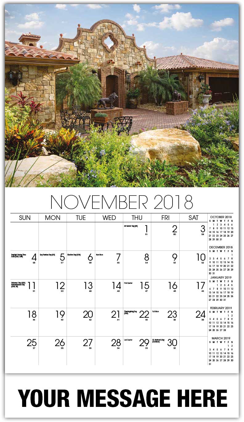 november calendar in sapinsh 2018