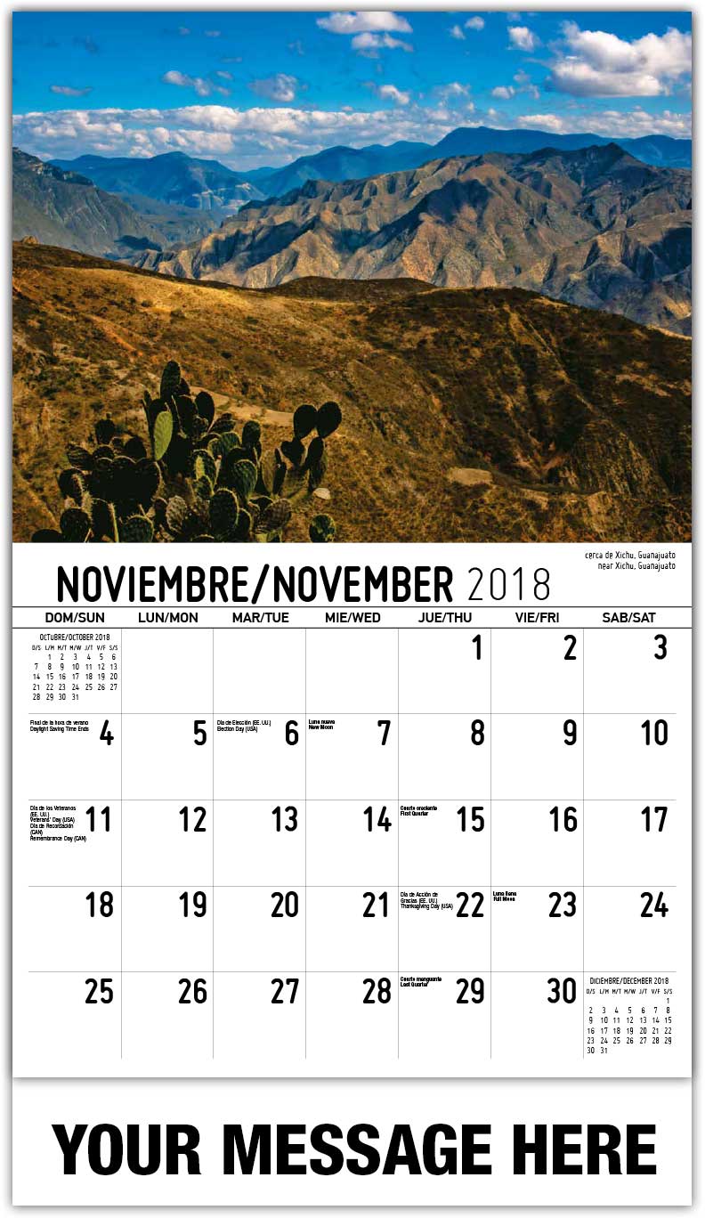 november calendar in sapinsh 2018