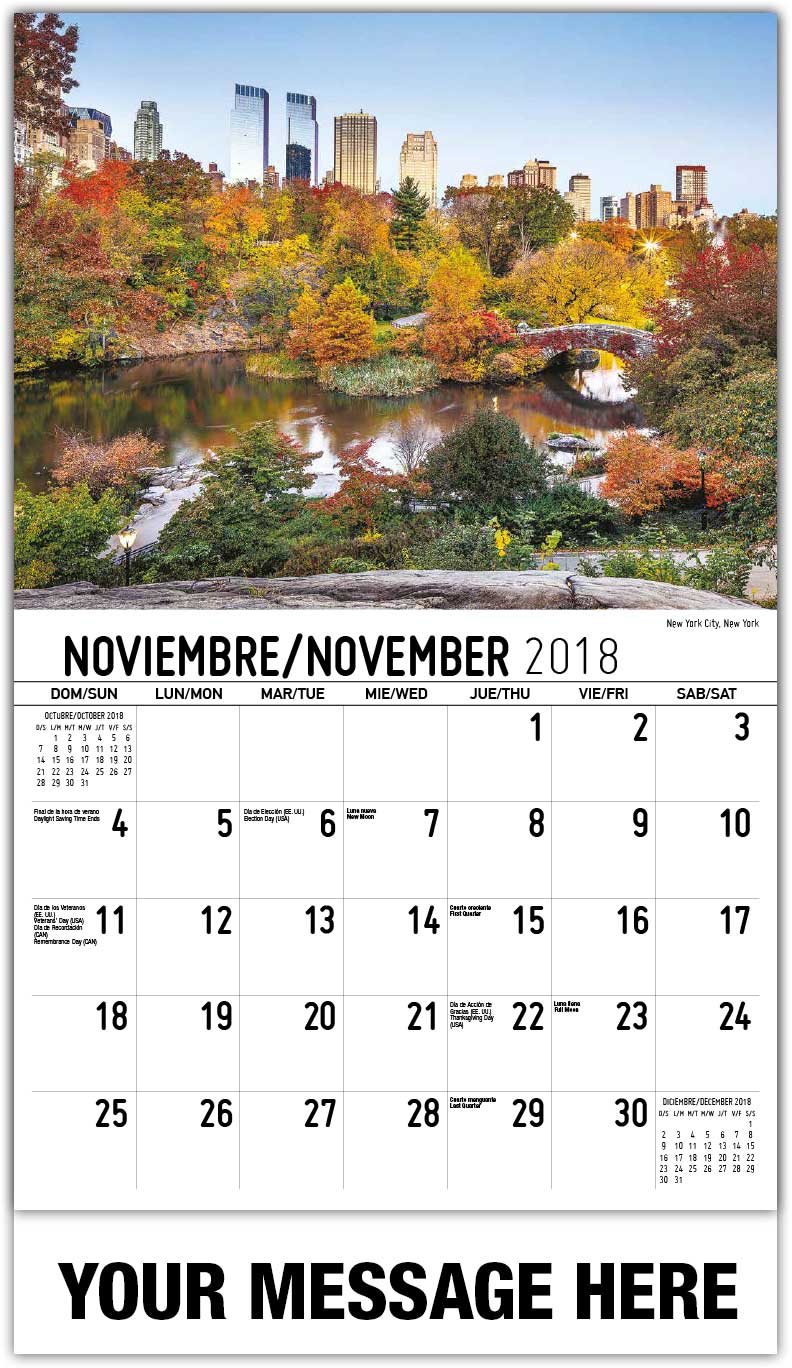 november calendar in sapinsh 2018