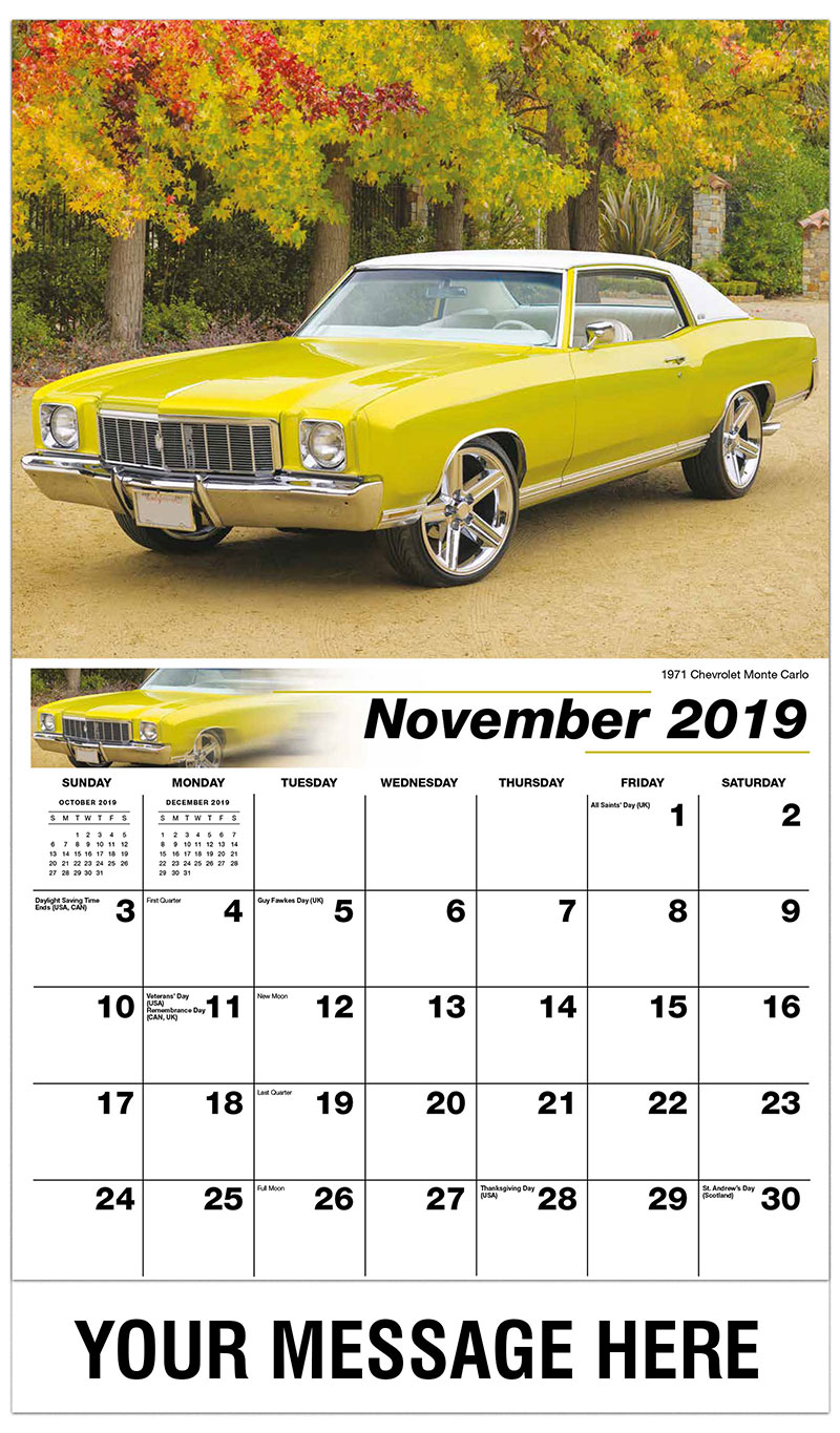 GM Classic Cars Calendar 65¢ Promotional Calendar Vintage Car Calendar