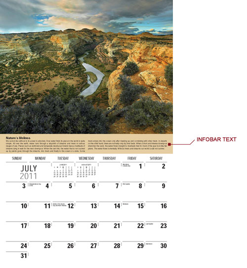 InfoBar sample on a promotional calendar