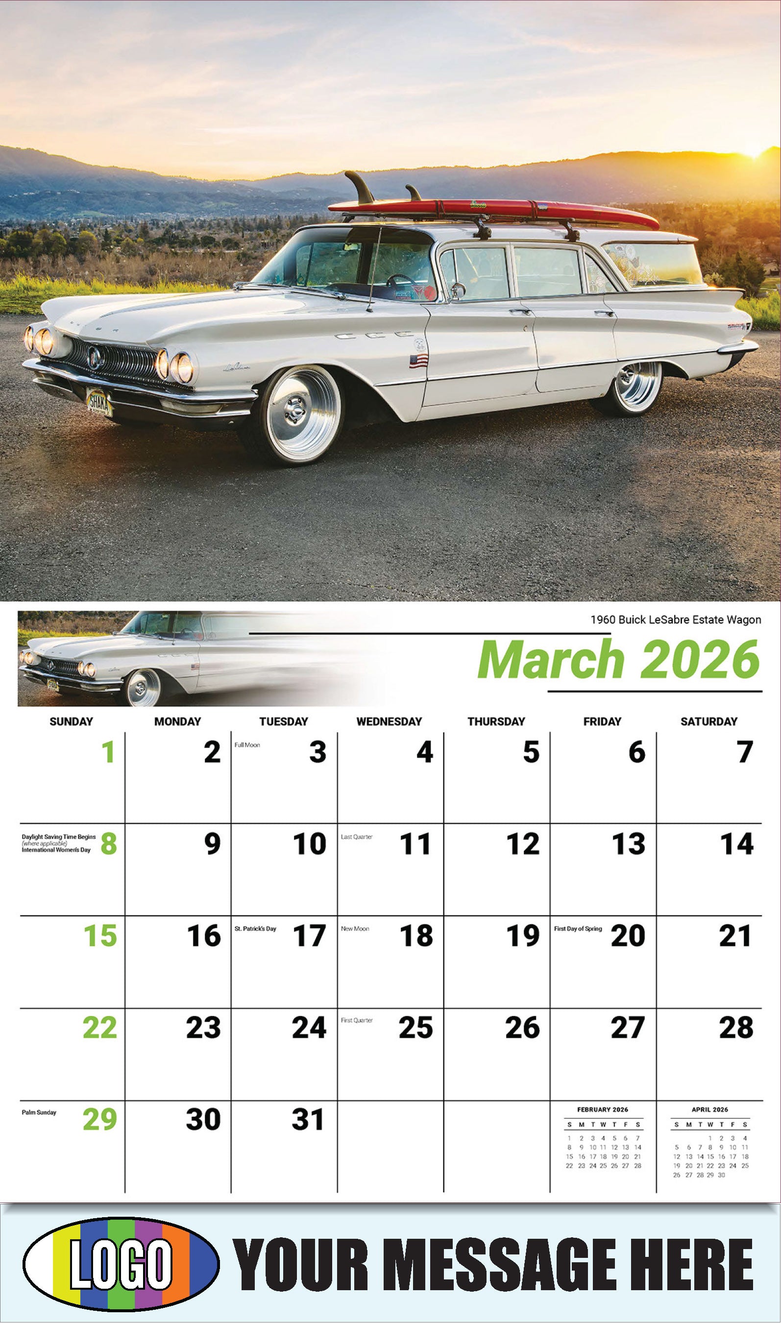 2026 Business Promotional Calendar - GM Classics - 1960 Buick LeSabre Estate Wagon - March