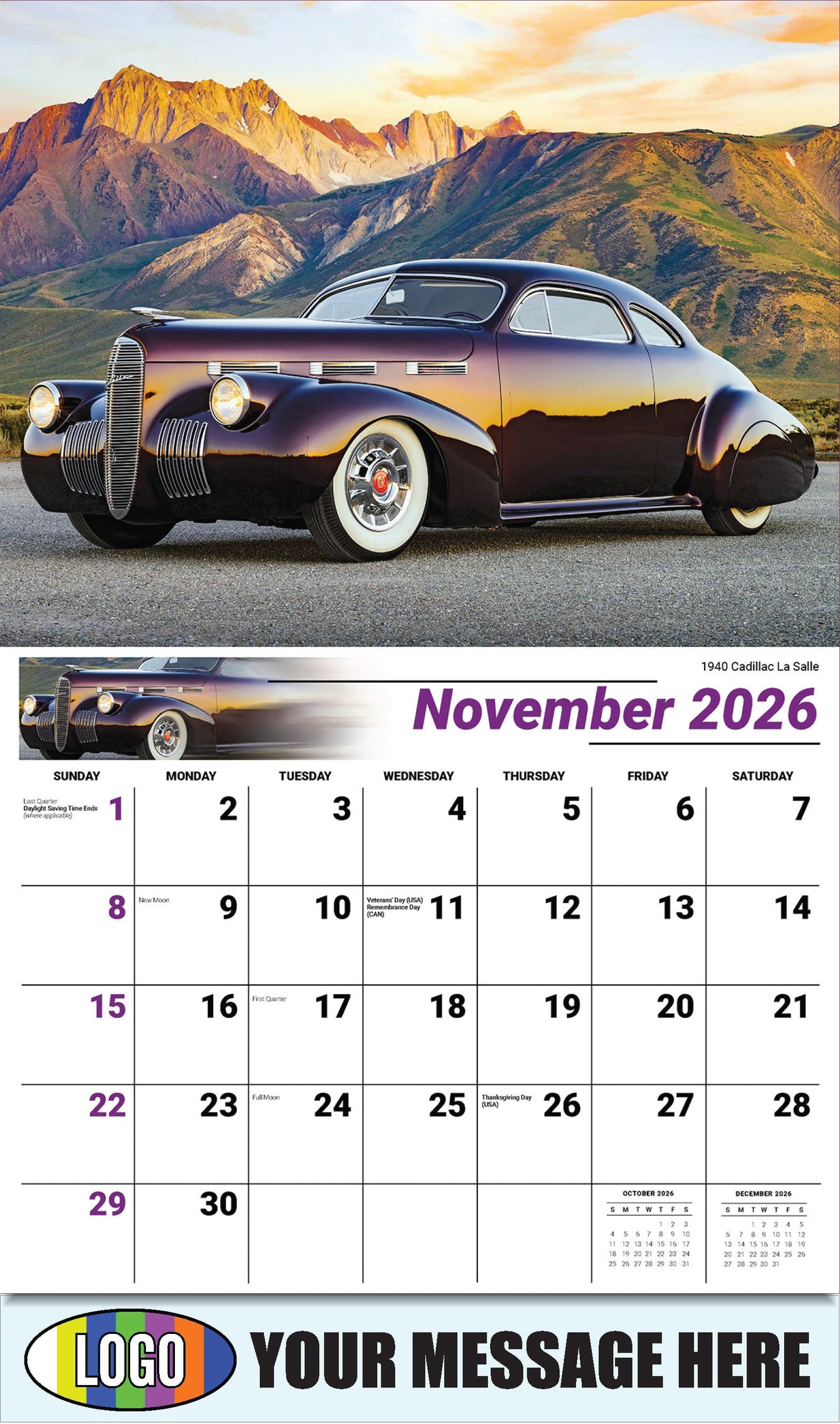 2026 Business Promotion Calendar - GM Classics - 1940 Cadillac La Salle - November