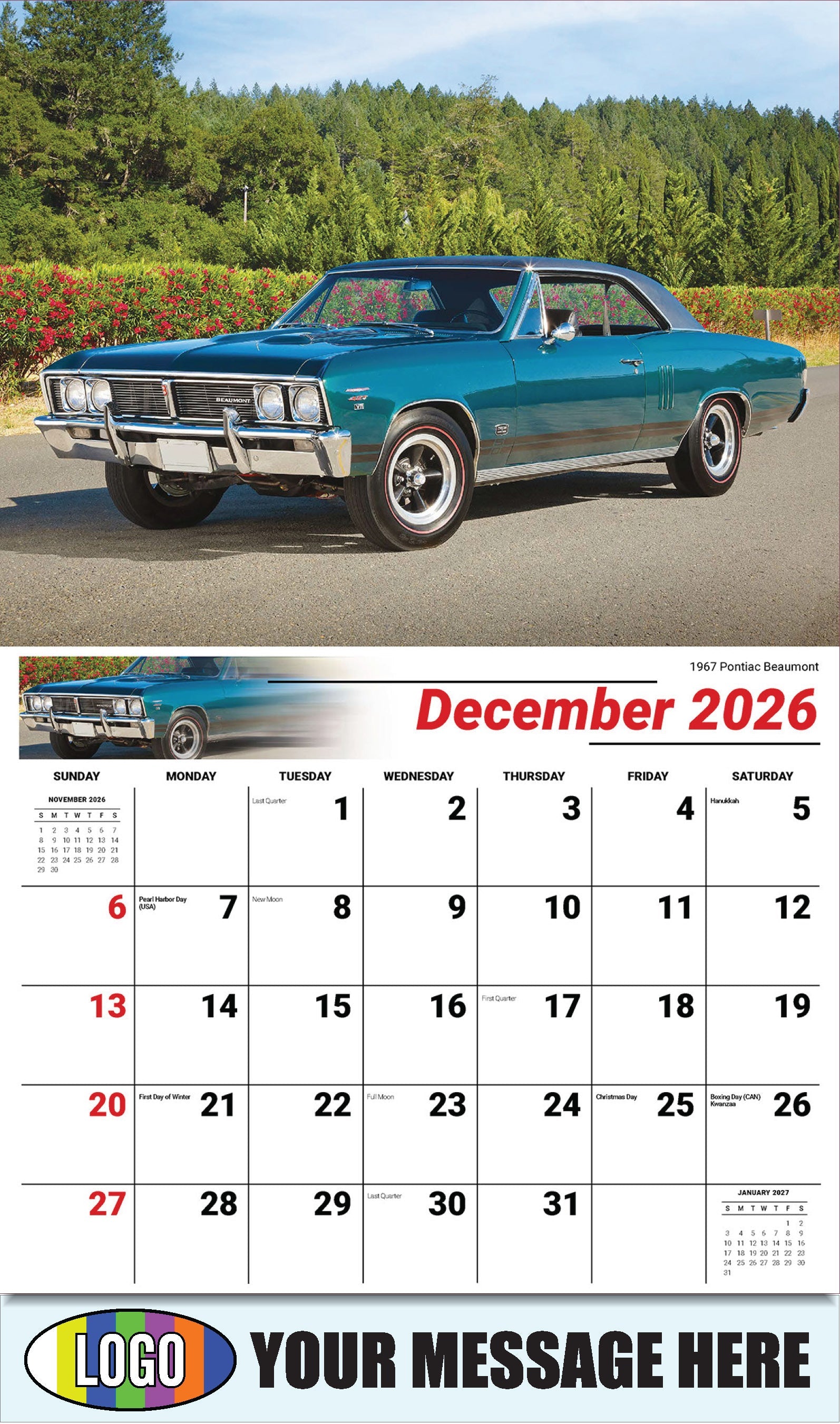2026 Business Promotion Calendar - GM Classics - 1967 Pontiac Beaumont - December