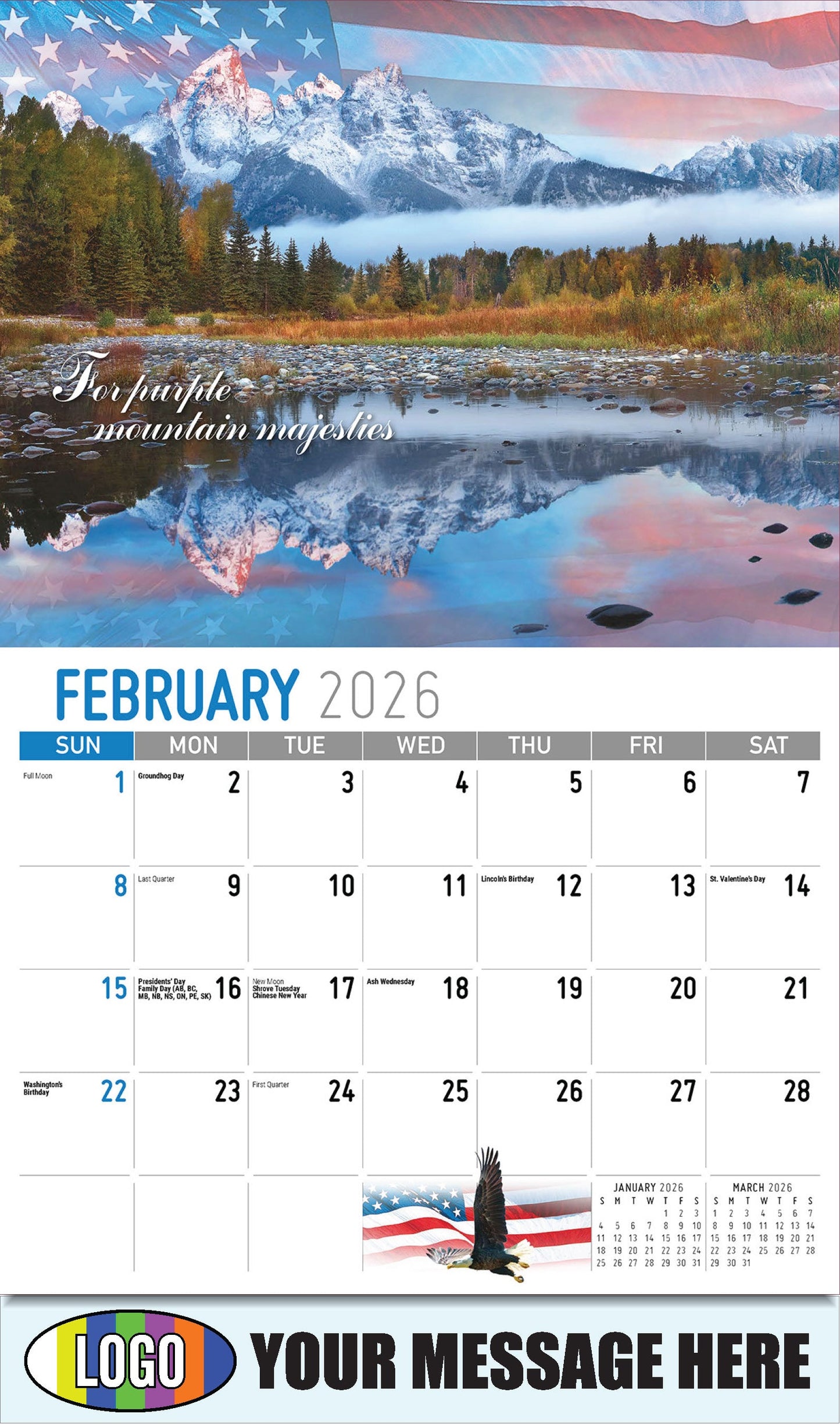 2026 Business Promotional Calendar - America the Beautiful  - February