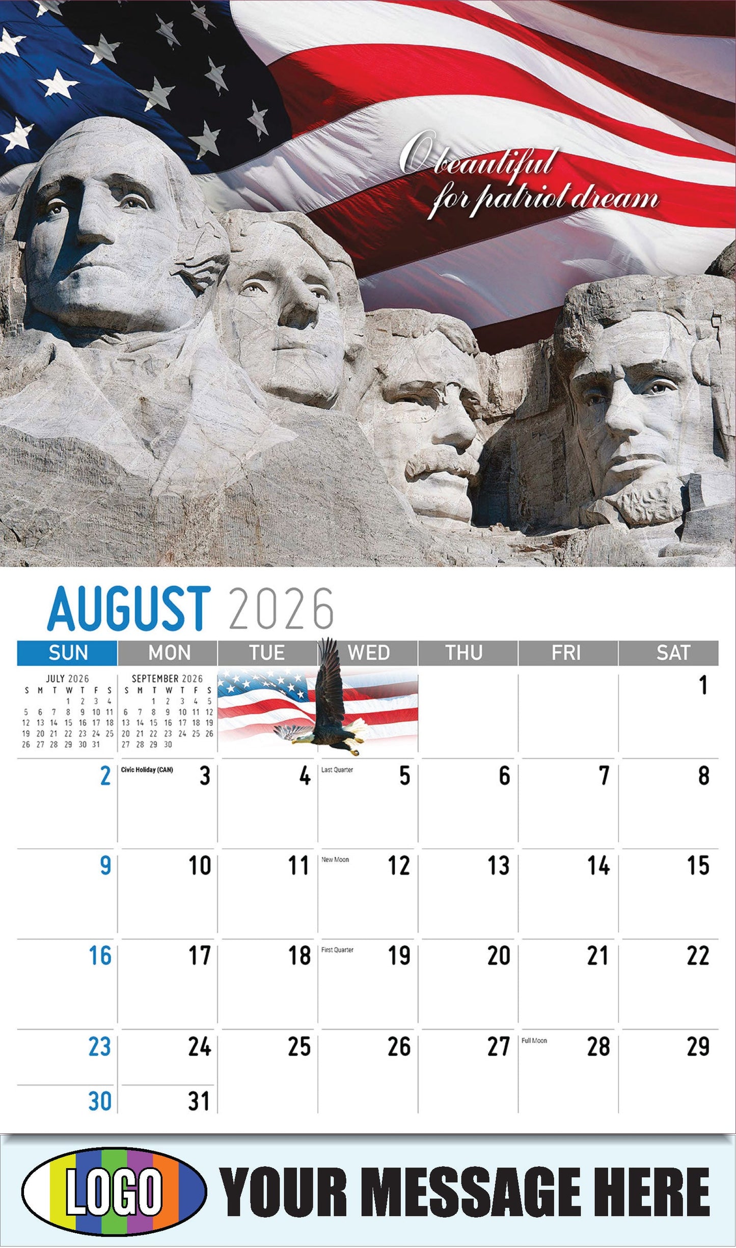 2026 Business Promo Calendar - America the Beautiful  - August