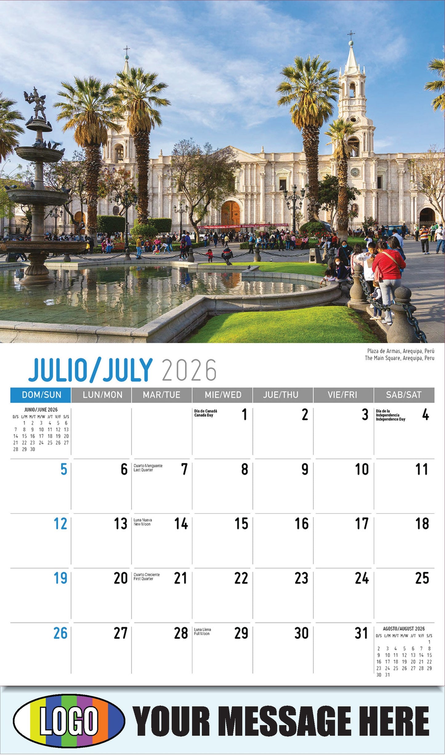 2026 Business Promo Calendar - Latin America Scenic  - Plaza de Armas, Arequipa, Perú
The Main Square, Arequipa, Peru - July
