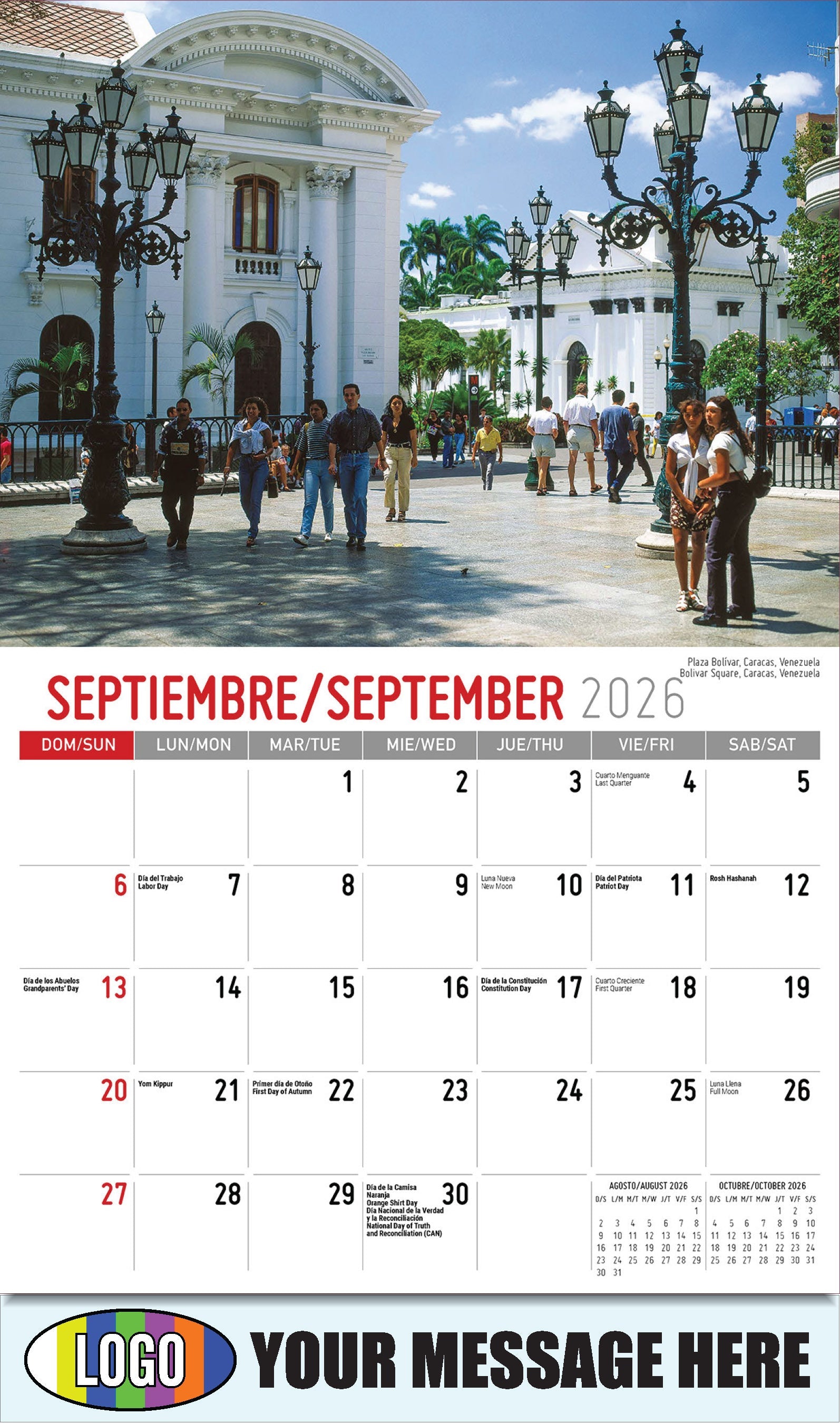 2026 Business Promo Calendar - Latin America Scenic  - Plaza Bolívar, Caracas, Venezuela
Bolivar Square, Caracas, Venezuela - September
