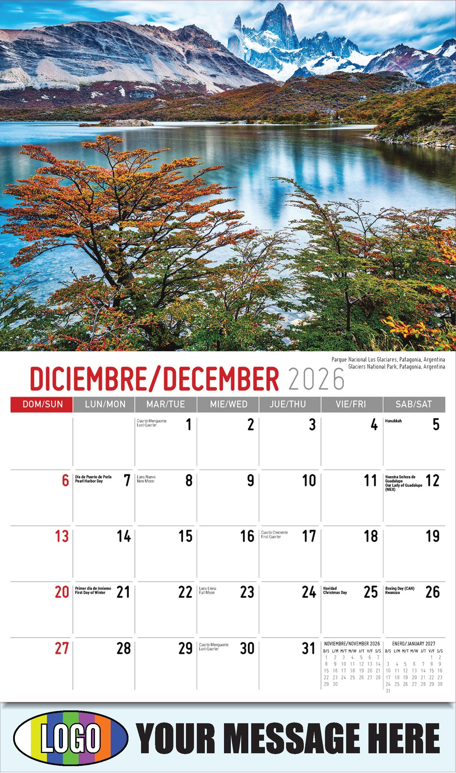 2026 Business Promotion Calendar - Latin America Scenic  - Parque Nacional Los Glaciares, Patagonia, Argentina
Glaciers National Park, Patagonia, Argentina - December