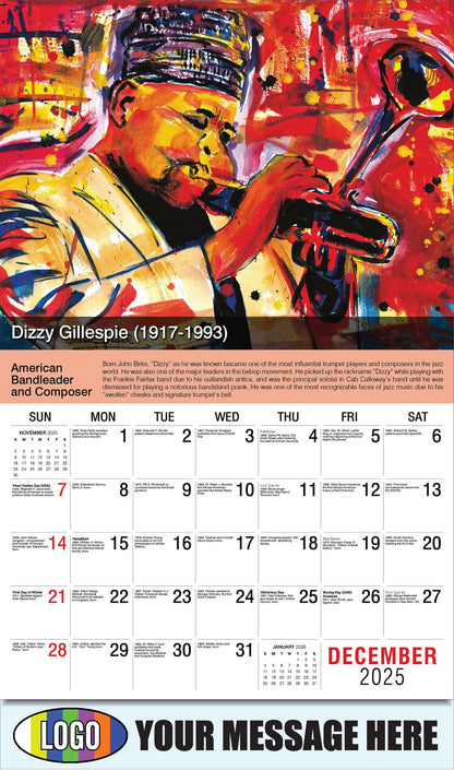 2026 Business Promotional Calendar - Black History - Dizzy Gillespie by Everett Spruill - December_a