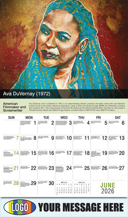 2026 Business Advertising Calendar - Black History - Ava DuVernay by Joel Tesch - June