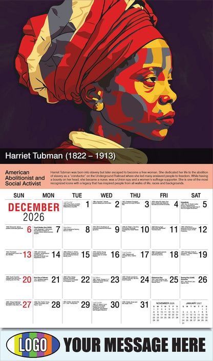 2026 Business Promotion Calendar - Black History - Harriet Tubman by Happy Sloth - December