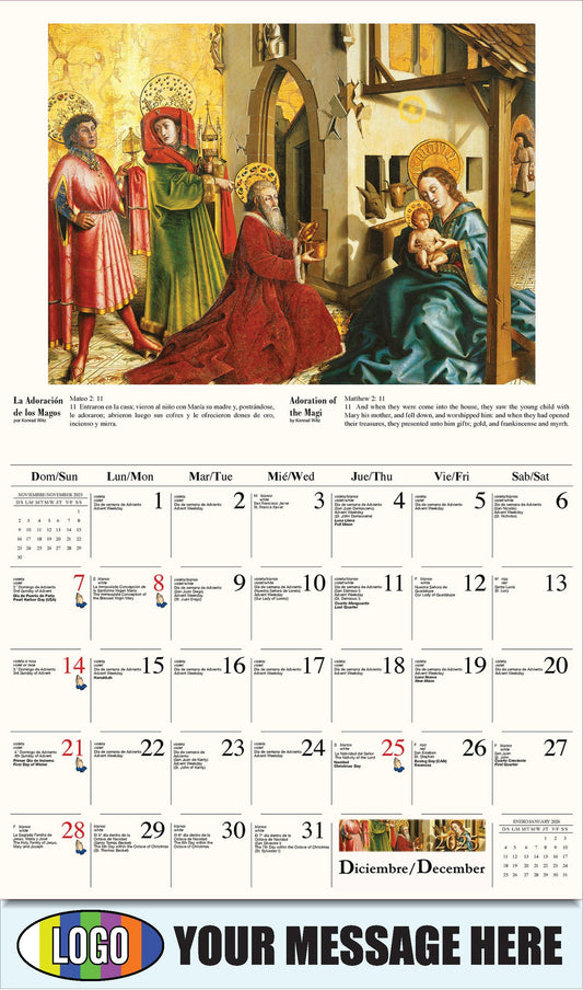 2026 Business Promotional Calendar - Catholic Inspirations bilingual - La Adoración de los Magos por Konrad Witz
Adoration of the Magi by Konrad Witz  - December_a