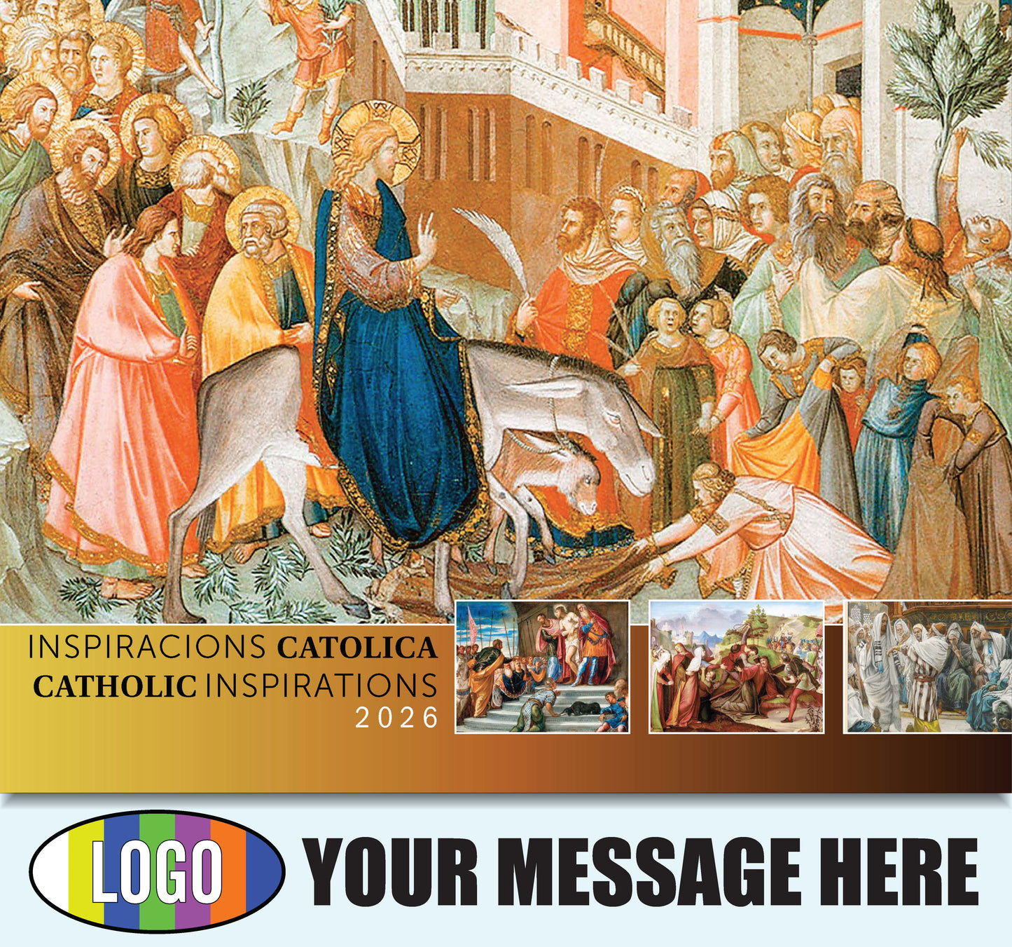 2026 Business Promotional Calendar - Catholic Inspirations bilingual - Printed with your Logo, Name and message