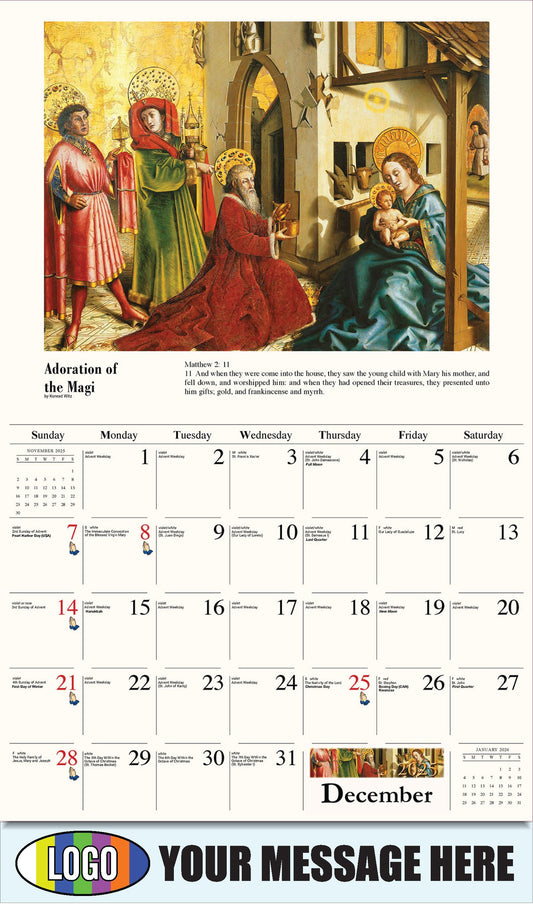 2026 Business Promotional Calendar - Catholic Inspirations - La Adoración de los Magos por Konrad Witz
Adoration of the Magi by Konrad Witz  - December_a