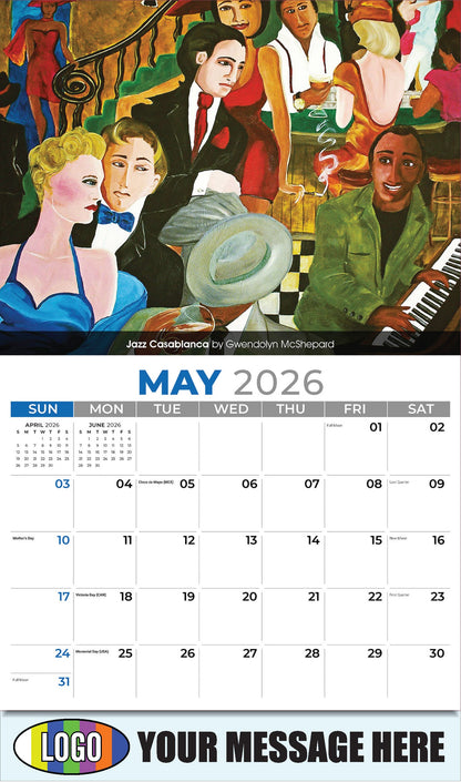 2026 Business Advertising Calendar - Celebration of African American Art - Jazz Casablanca by Gwendolyn McShepard - May
