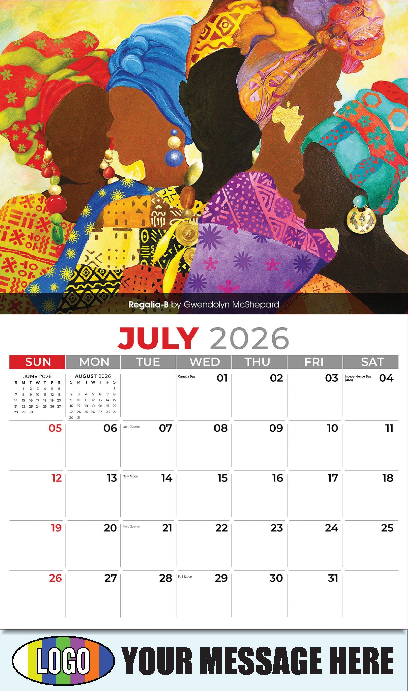 2026 Business Promo Calendar - Celebration of African American Art - Regalia-B by Gwendolyn McShepard - July