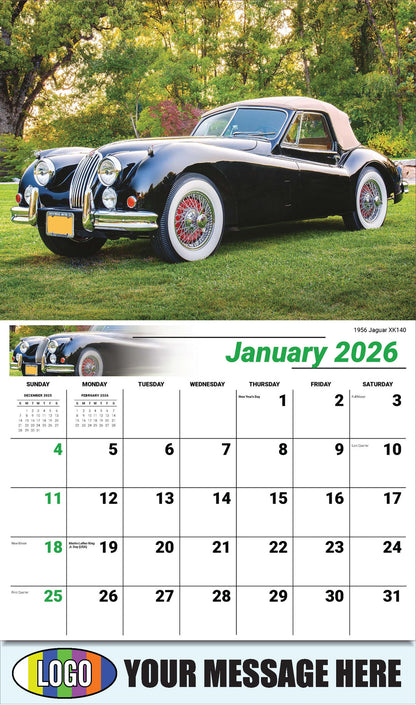 2026 Business Promotional Calendar - Classic Cars - 1956 Jaguar XK140 - January